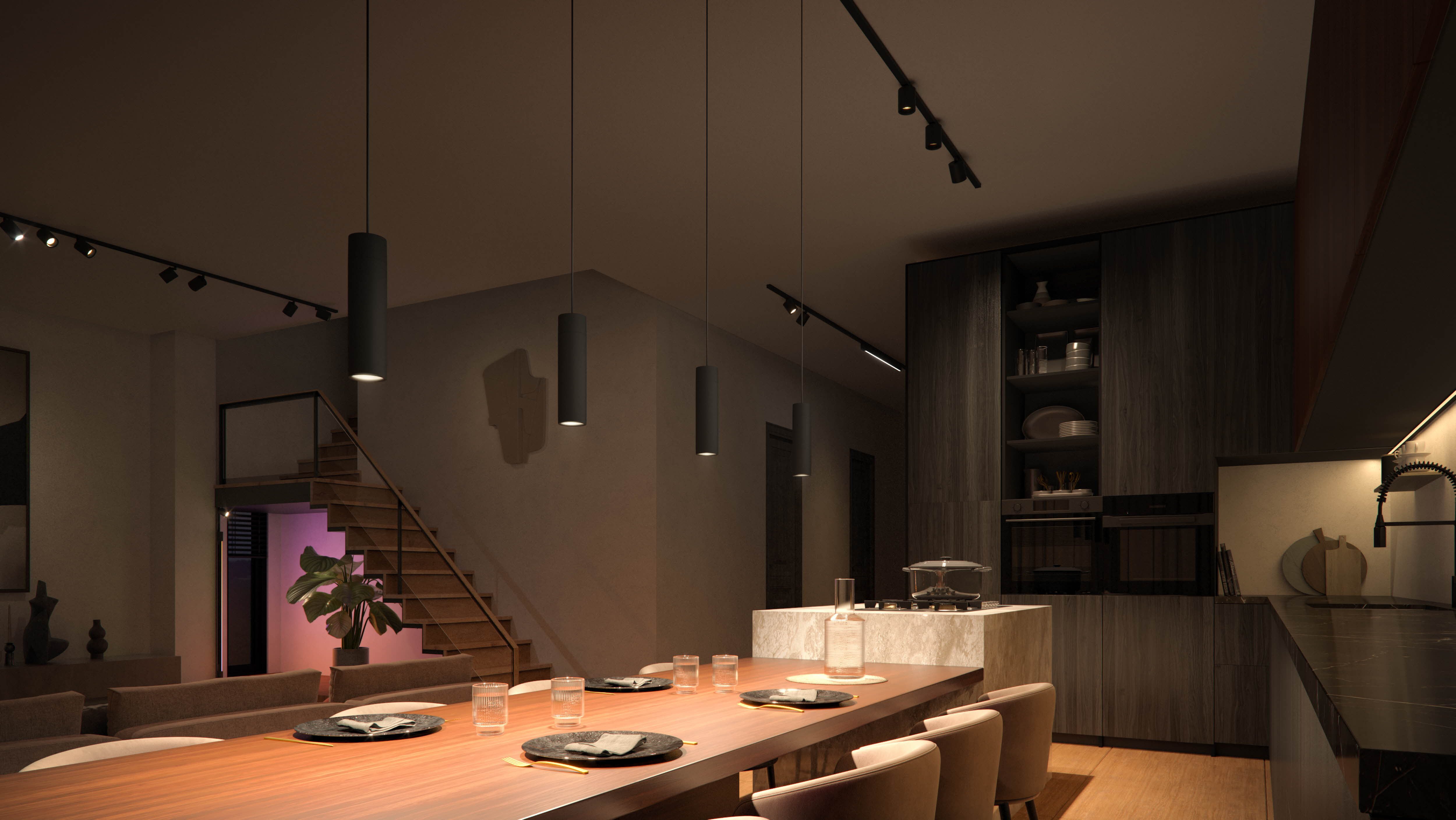 Philips Hue Schienensystem-Sets Perifo Schienensystem Basis-Set 3er Pendelleuchte, Dimmfunktion, LED fest integriert, Farbwechsler, 510 lm, 2000-6500 K, Leuchtdauer 25.000 Stunden, Made in Europe