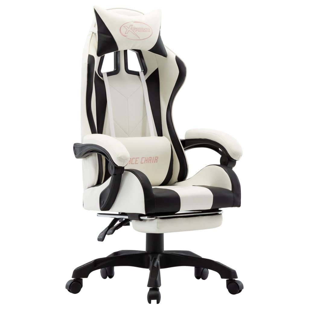 vidaXL Bürostuhl Gaming-Stuhl mit Kunstleder Fußstütze Weiß und Weiß Schwarz und und Schwarz St) Weiß (1 | Schwarz