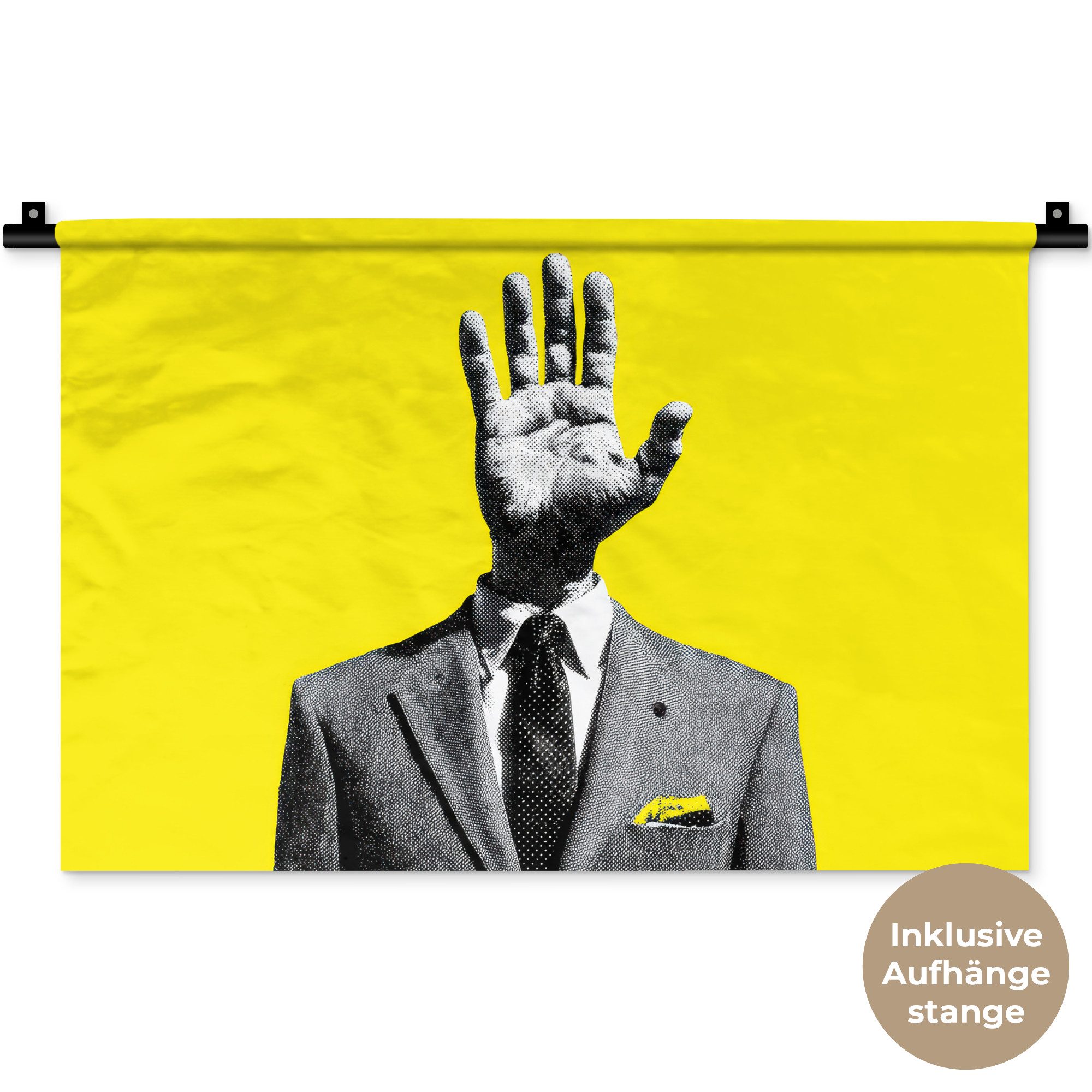 MuchoWow Wandteppich Anzug - Hand - Gelb, Rechteckig, Höhe: 3 mm, Wandteppich für Wohnzimmer, Schlafzimmer, 60x40 cm