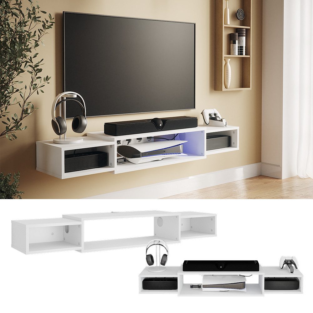 Vicco Lowboard Nordic, Weiß, 139.7 x 20.3 cm mit offenen Regalen günstig online kaufen