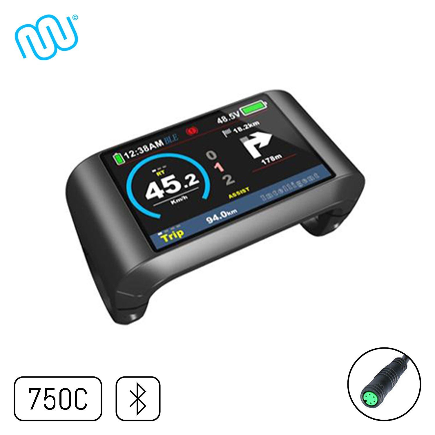 windmeile Fahrradcomputer 750C LCD 3,2" kompatibel zu Bafang mit Bluetooth-Funktionen