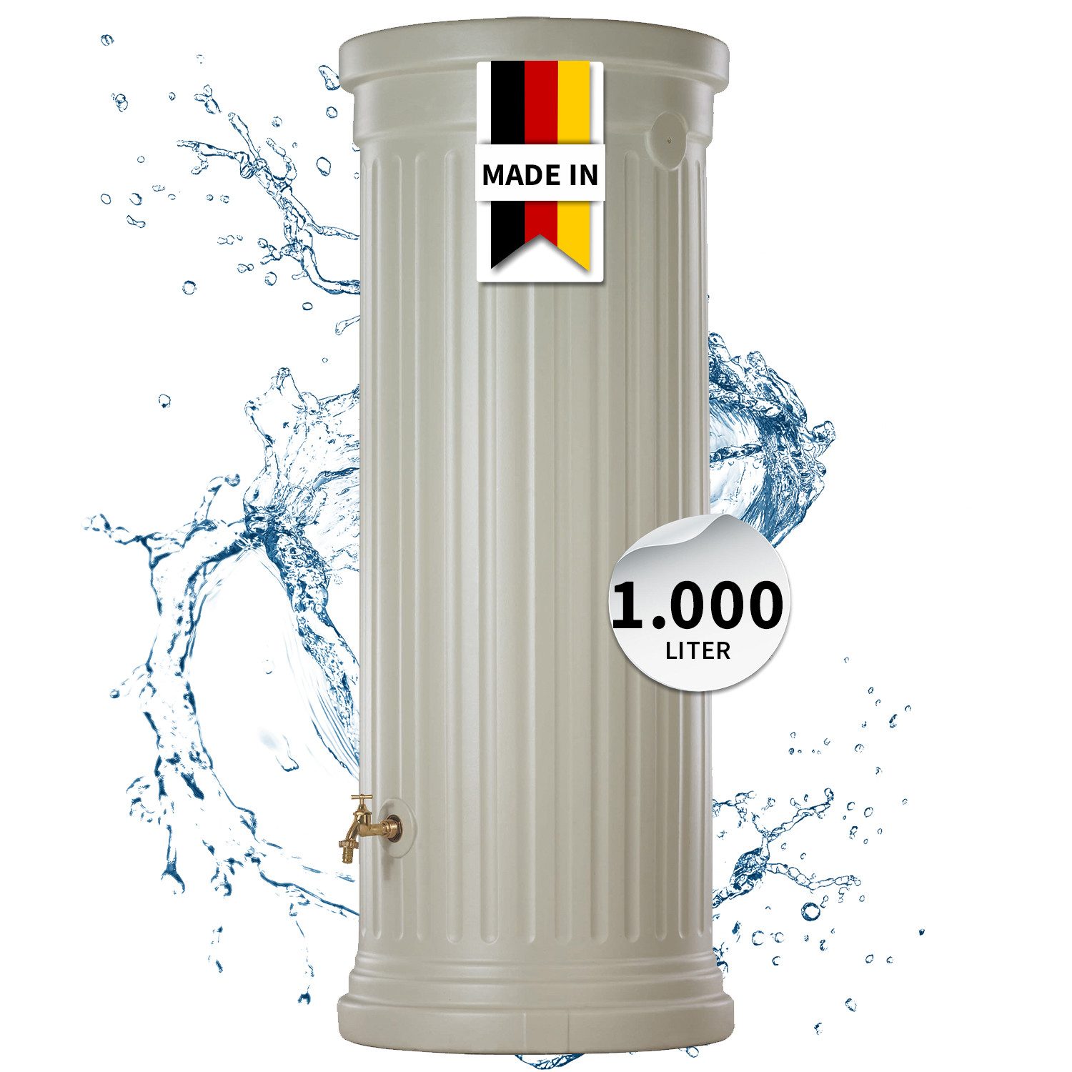 GARANTIA Regentonne Säulentank Regentonne 1000 Liter sandbeige, 1000 l