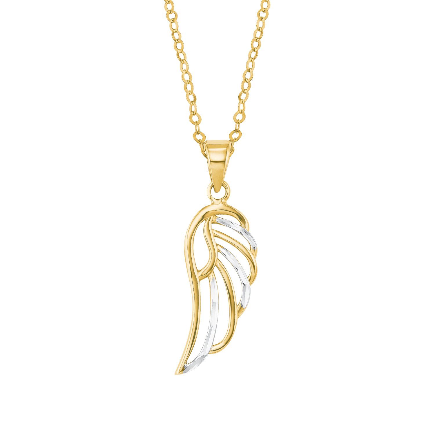 Amor Goldkette für Damen, Gold 585, Flügel (2-tlg., Kette mit Anhänger)