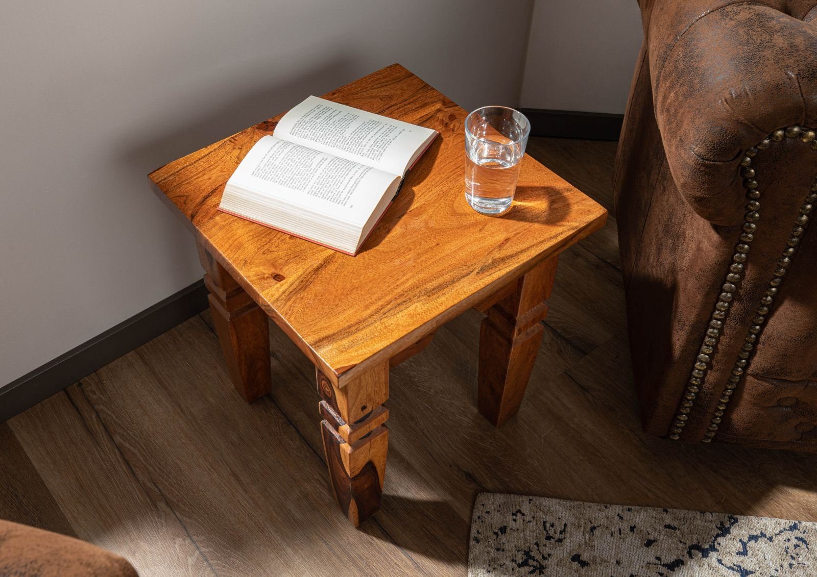 Massivmoebel24 Hocker (Hocker Akazie 42x42x45 honig günstig online kaufen