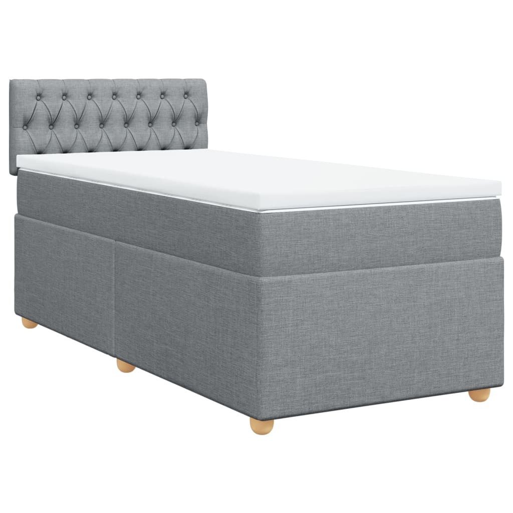 Bett Boxspringbett mit Matratze Hellgrau 90x200 cm Stoff