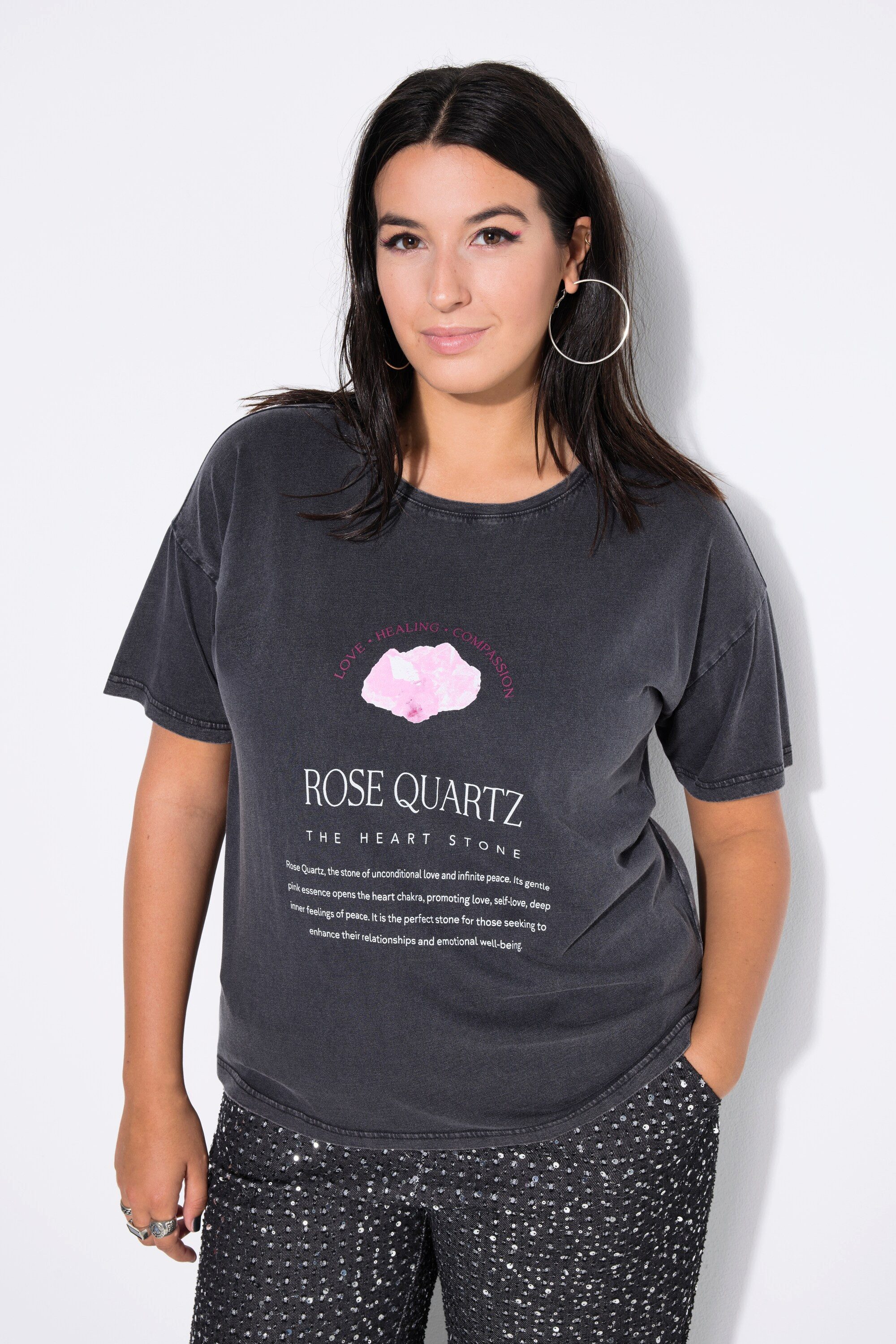T-Shirt T-Shirt Edelstein-Print Halbarm