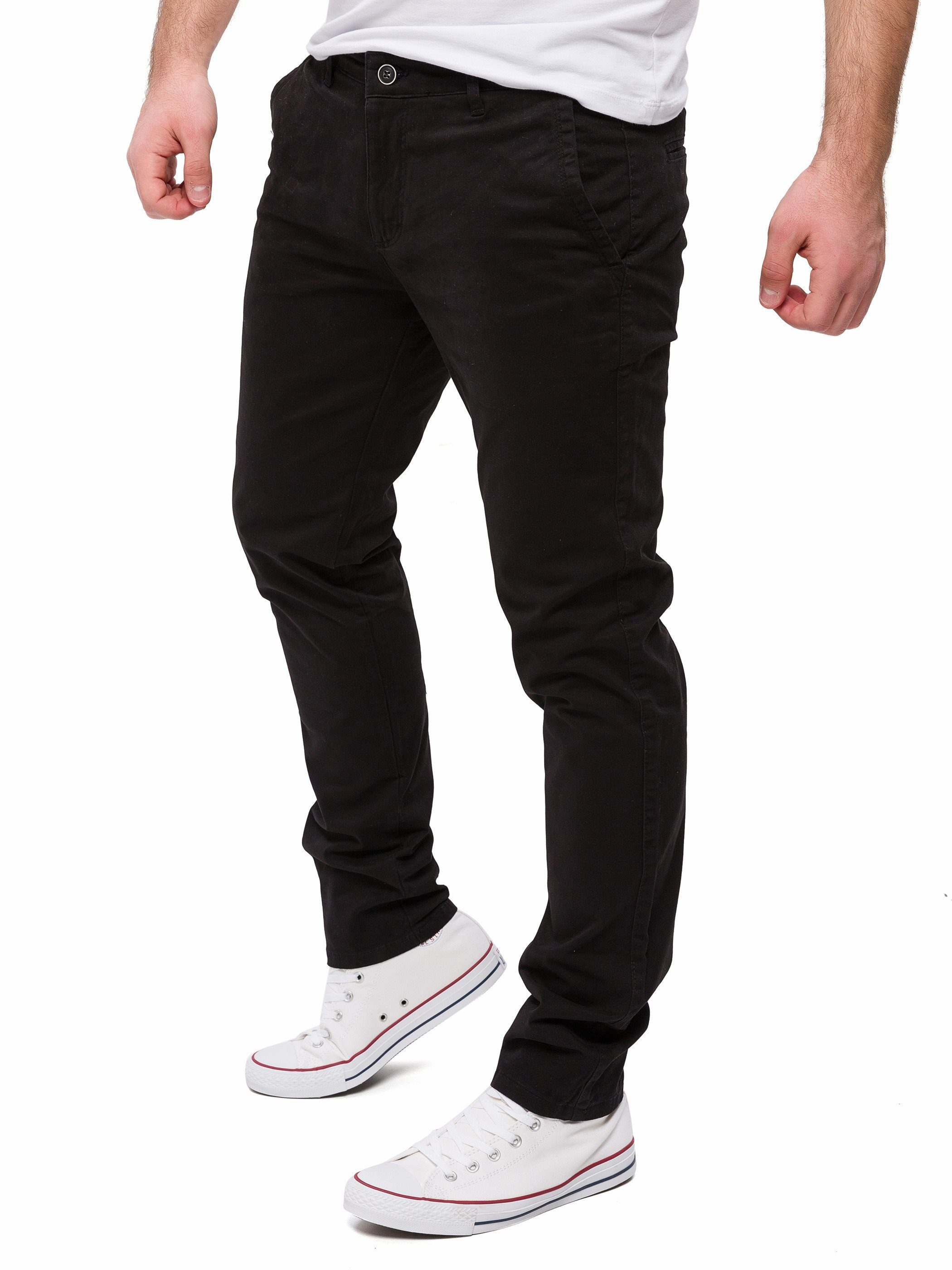 Herren Passform Chinohose bequemer Yazubi mit 194008) Schwarz (Black Chino Merlin