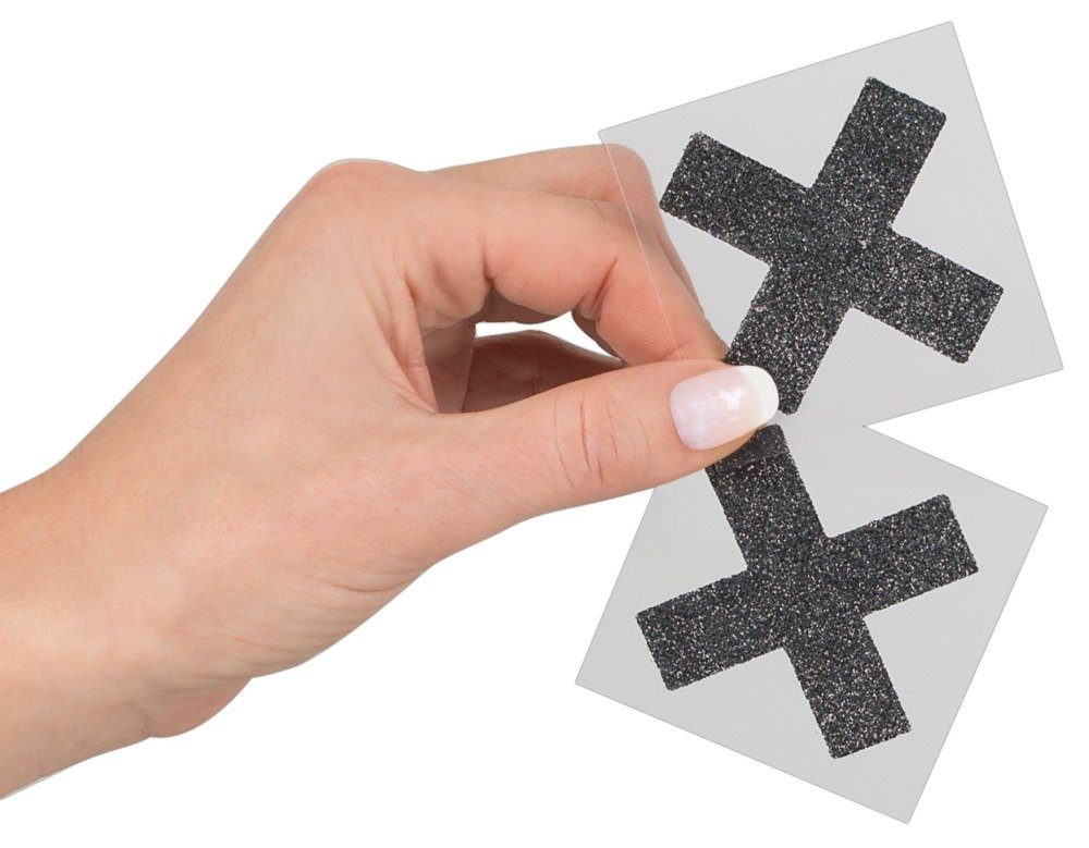 Cottelli Collection Brustwarzenabdeckung Nippelsticker in X-Form (1 Paar), Mit funkelndem Glitzer