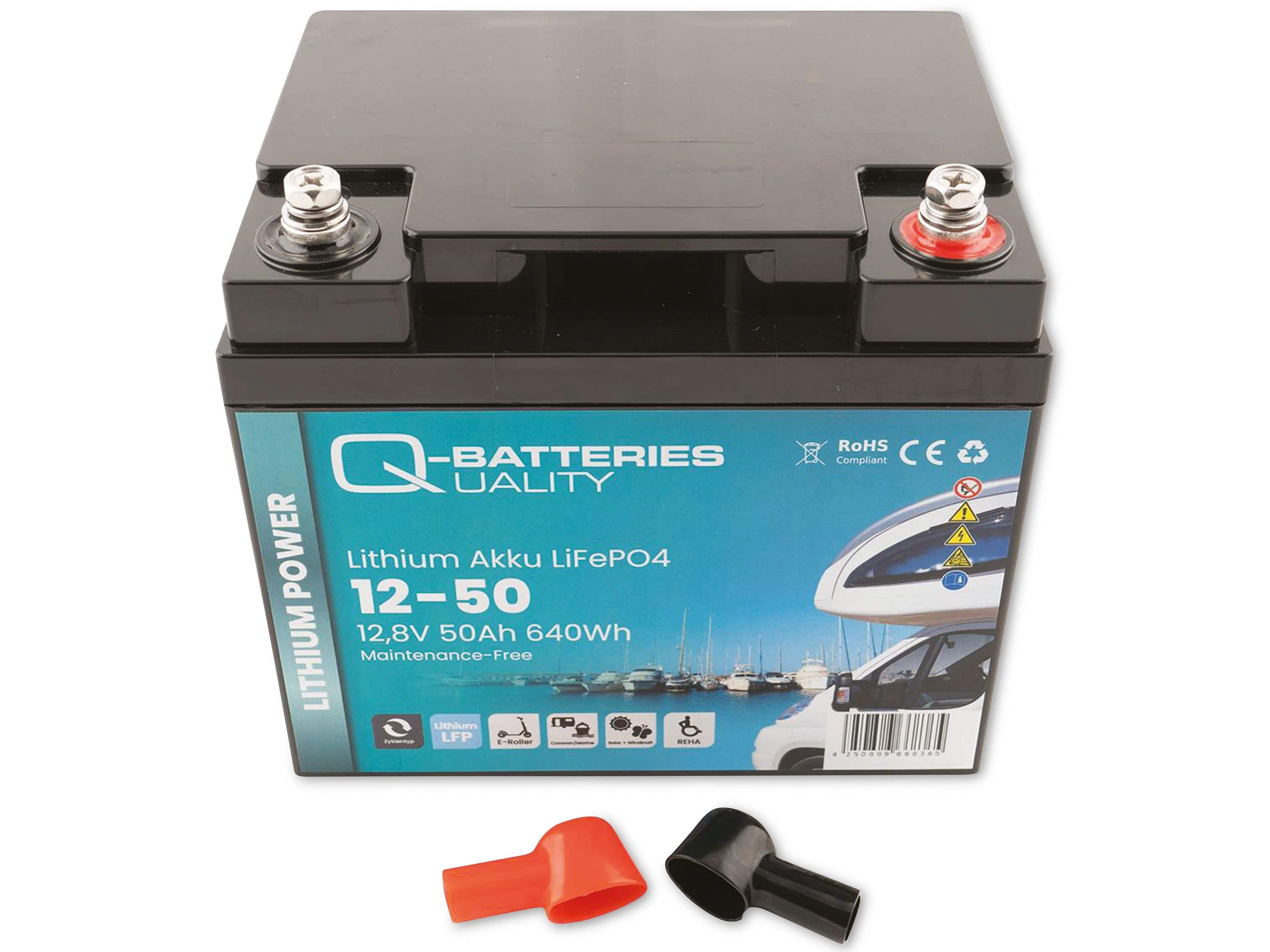 12,8V, Q-Batteries 50Ah 12-50 Batterie 640Wh Akku Lithium Q-BATTERIES
