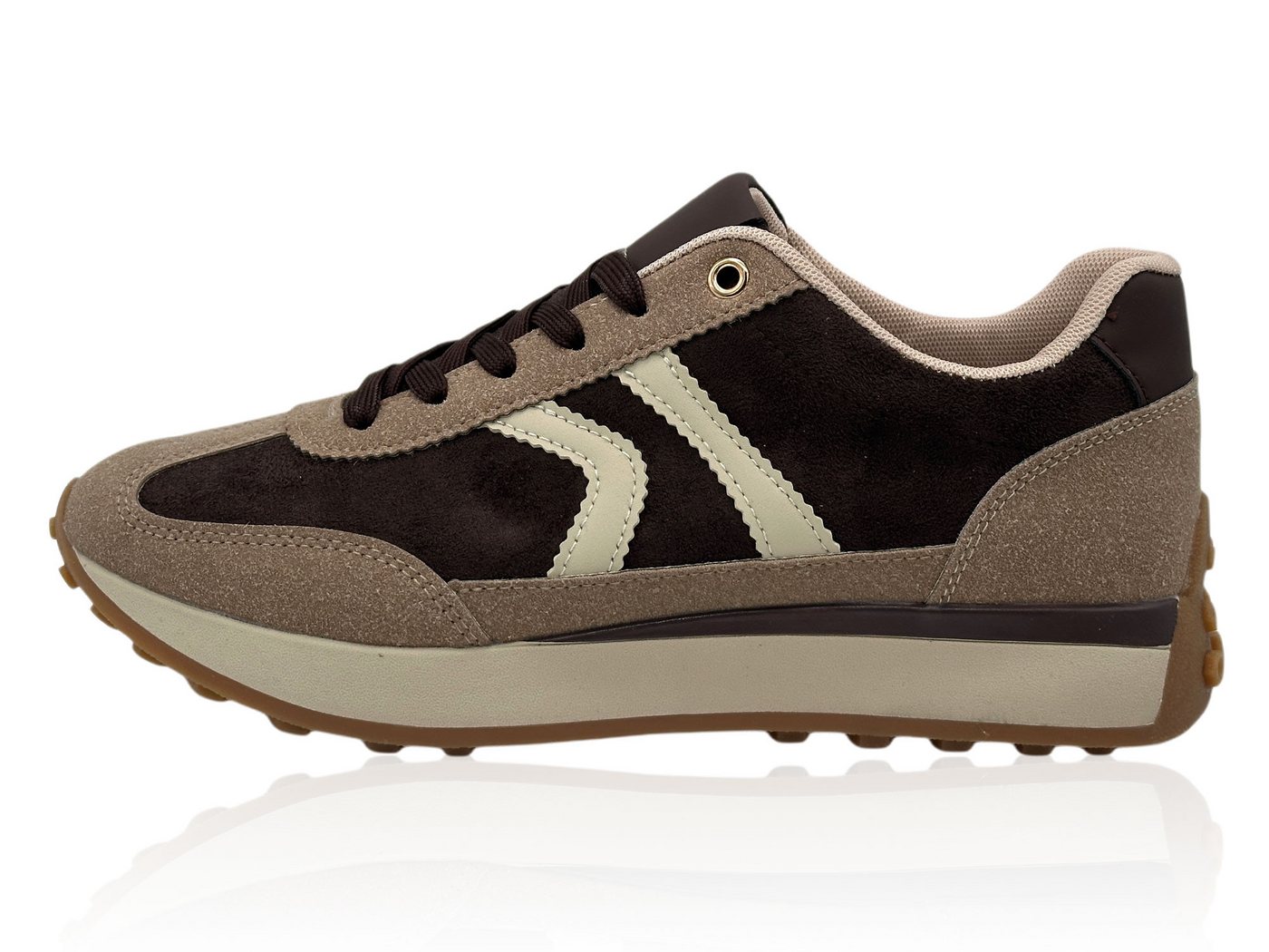Nowaland Damen Sneaker Plateau-Sneaker mit Kontraststreifen und Profilsohle Sneaker Retro-Design mit Kontraststreifen und komfortabler Plateausohle