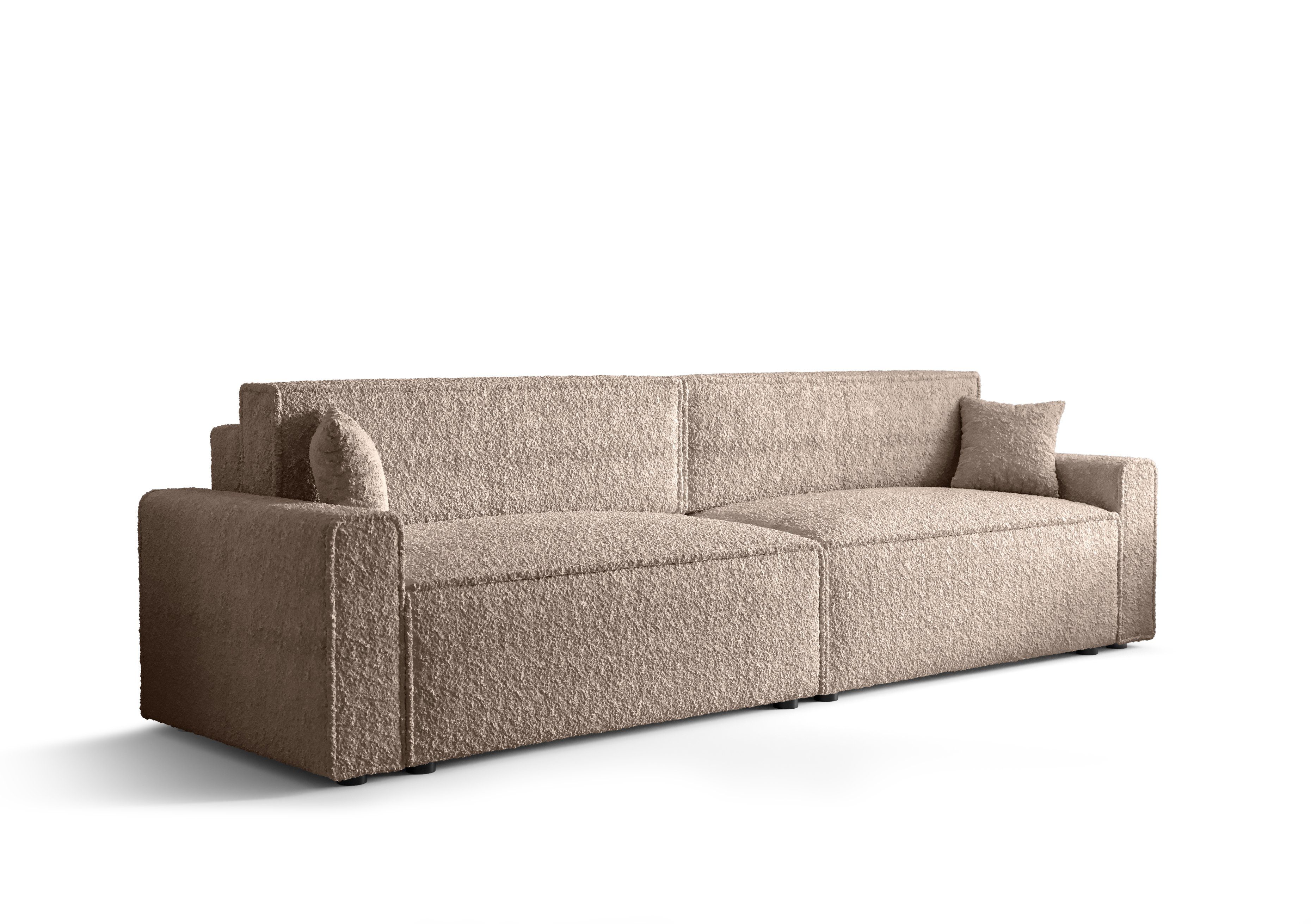 pressiode Sofa Schlafsofa, COUCH mit Schlaffunktion und Bettkasten 292cm MIRA X2 BIS Beige