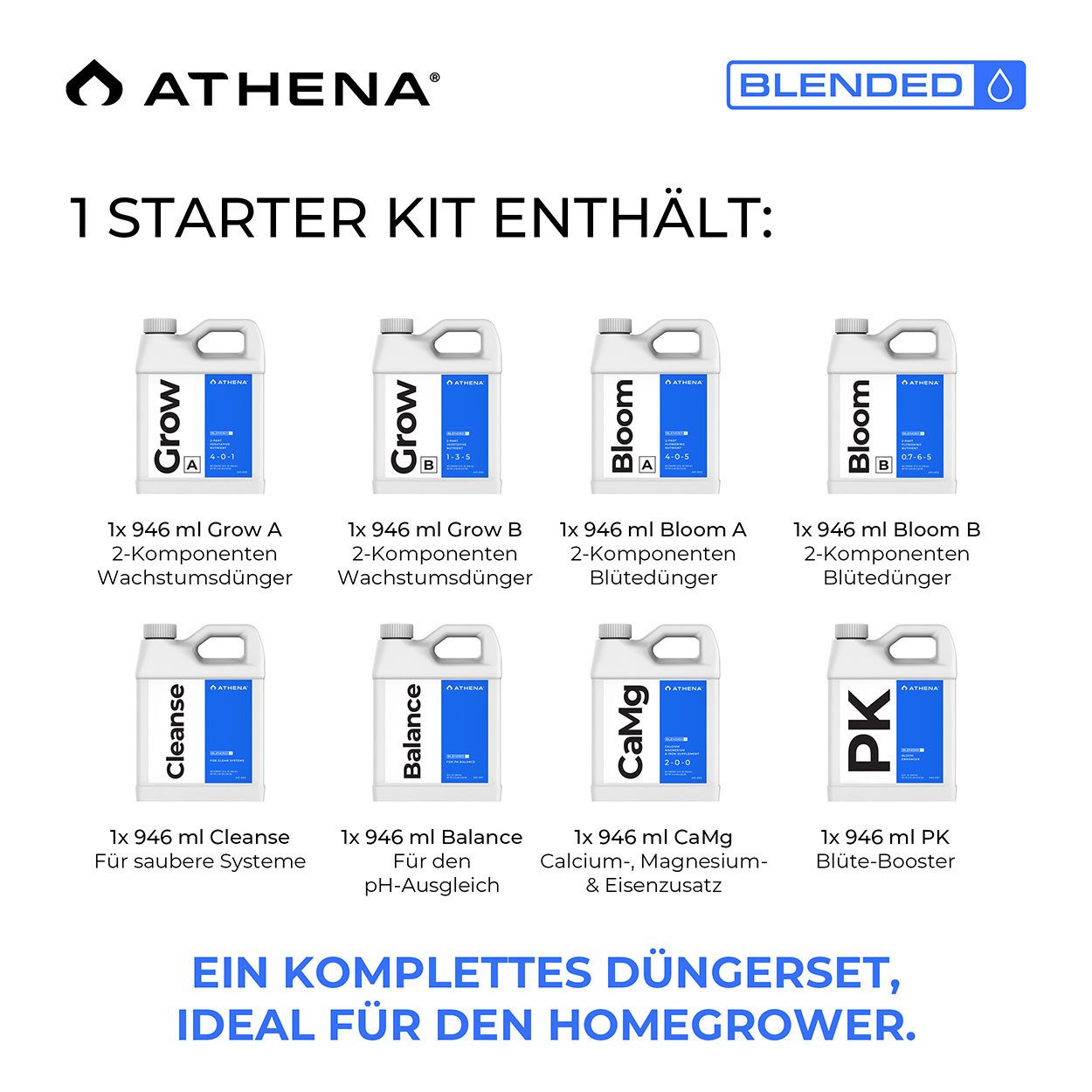 ATHENA AG Spezialdünger Athena Blended Line Starter Kit, Düngerset, 8-St., 8 teiliges Set, 8x 946 ml Blended Line Starter Set