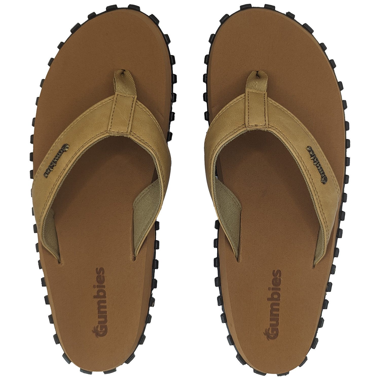 Gumbies Vegovert in Tan T-Strap-Zehentrenner Hergestellt aus recycelten Materialien
