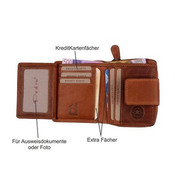 SHG Geldbörse ◊ Damen Leder Börse Portemonnaie Frauen Geldbeutel Brieftasche, Münzfach, Reißverschluss, Kreditkartenfächer, RFID Schutz