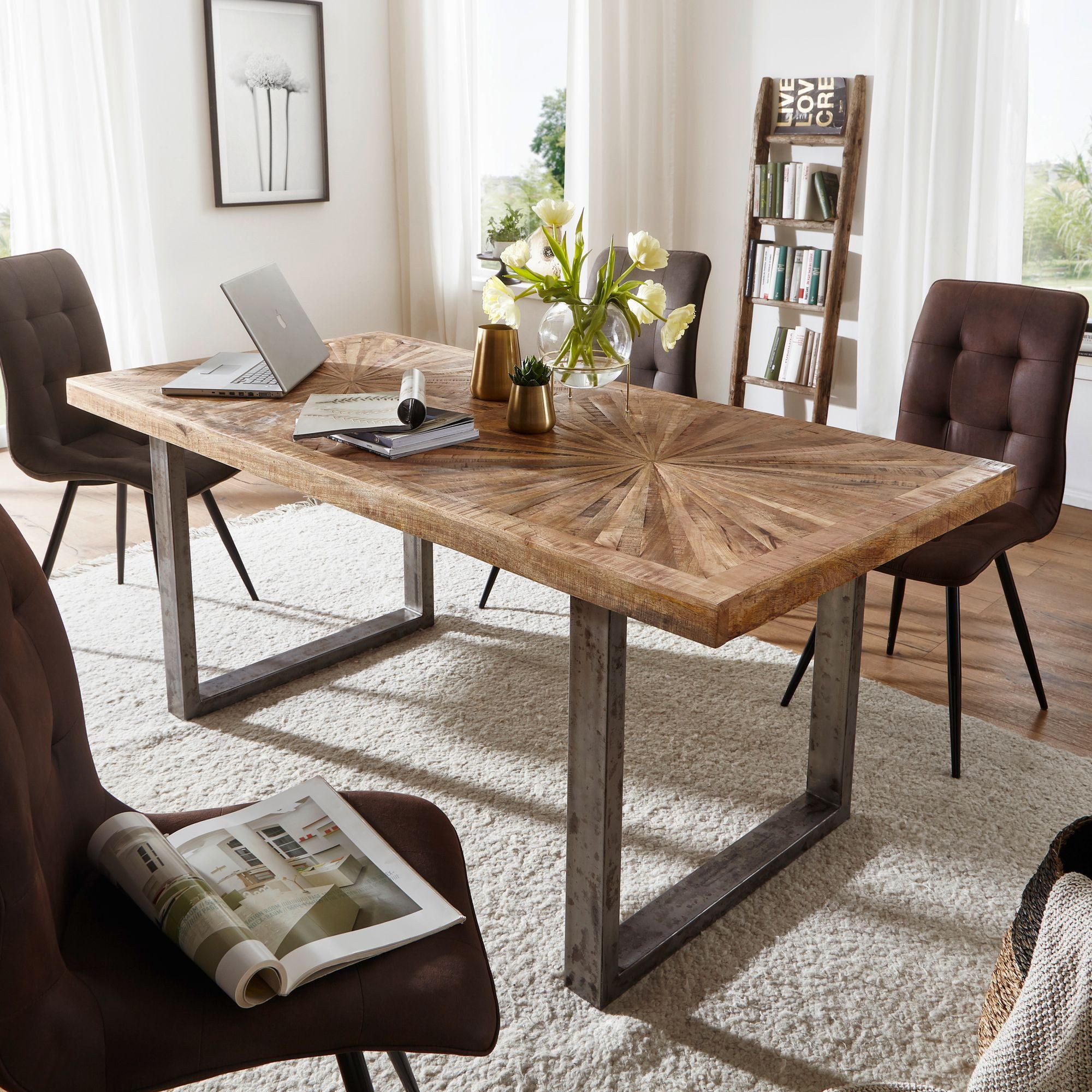 FINEBUY Esstisch SuVa18463_1 (Mango Massivholz Esszimmertisch günstig online kaufen
