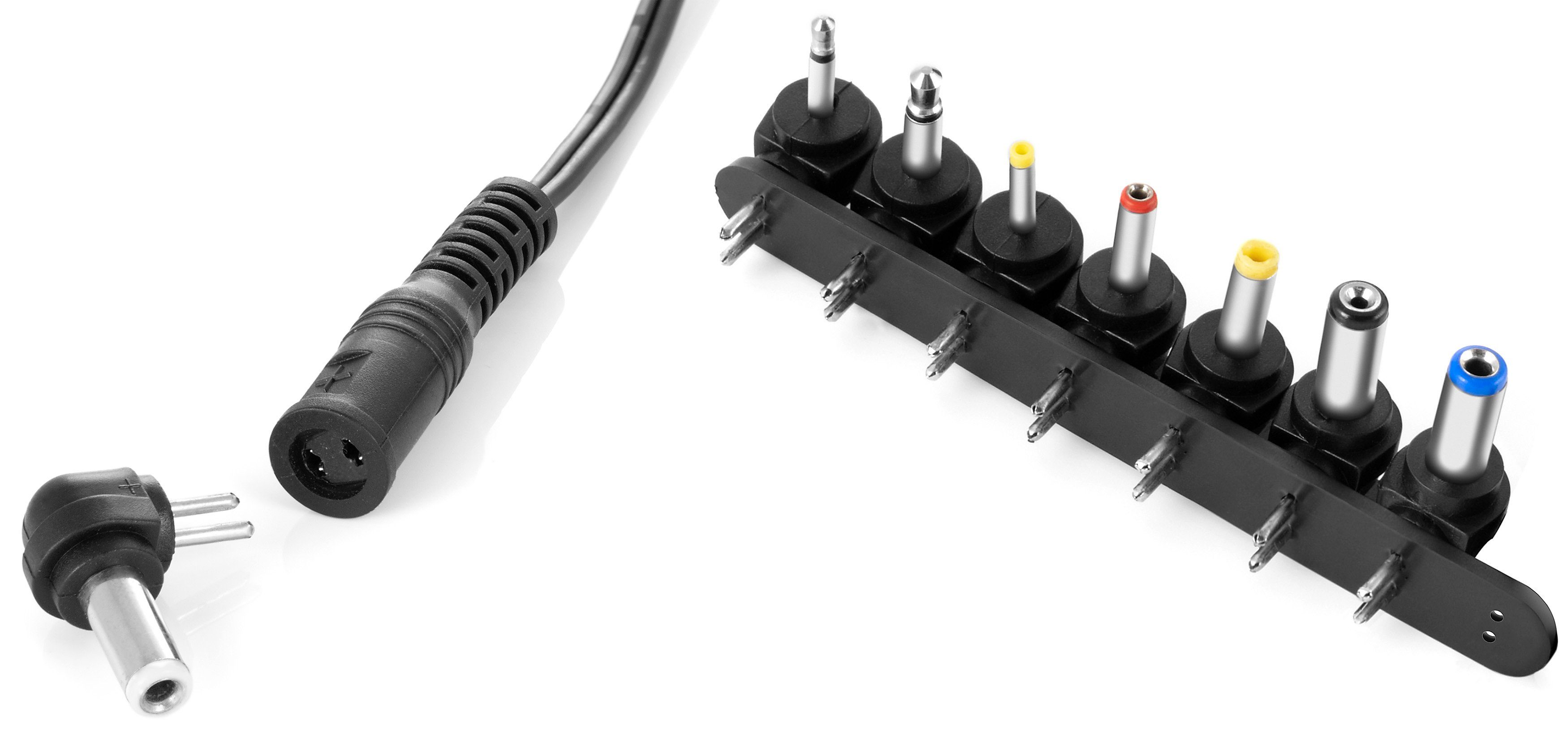 Poppstar Schaltnetzteil (5V 6V 7,5V 9V 12V bei 3A) (13,5V 15V bei 2,4A) Universal-Netzteil (mit 8 Adaptersteckern und LED Kontroll-Leuchte, Kabellänge 2,5m)