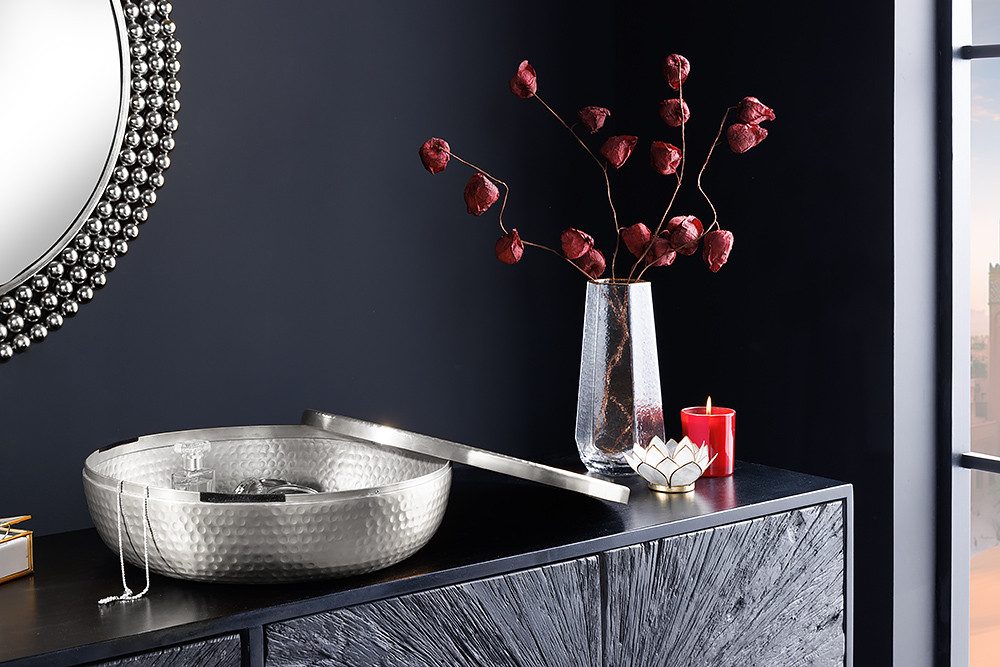 riess-ambiente Dekoschale ORIENT Ø40cm silber · Schmuck-Dose mit Deckel aus günstig online kaufen