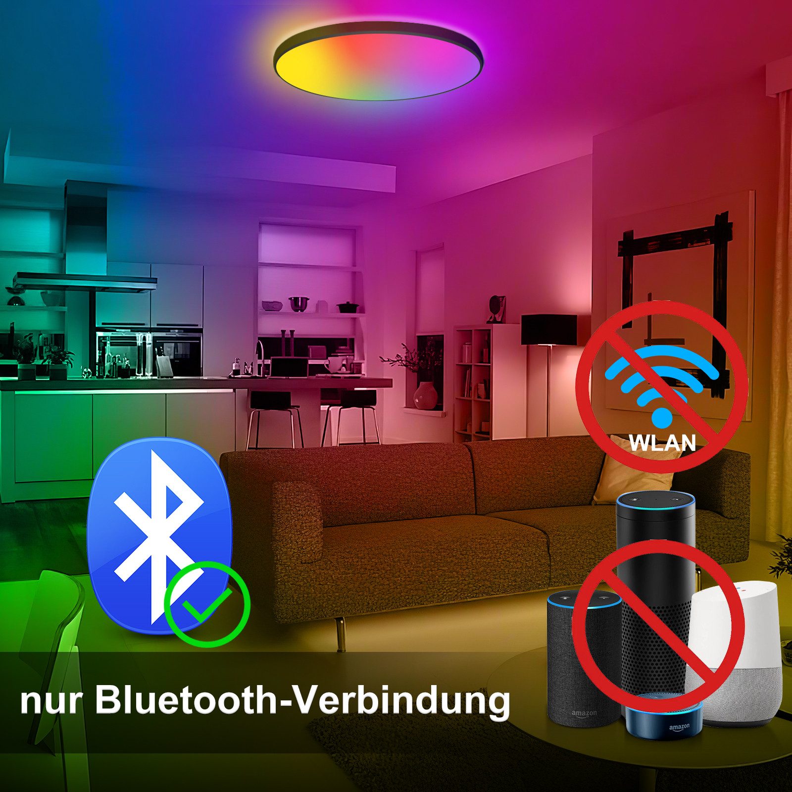 Oraymin Deckenleuchten RGB Steuerbar via App, günstig online kaufen