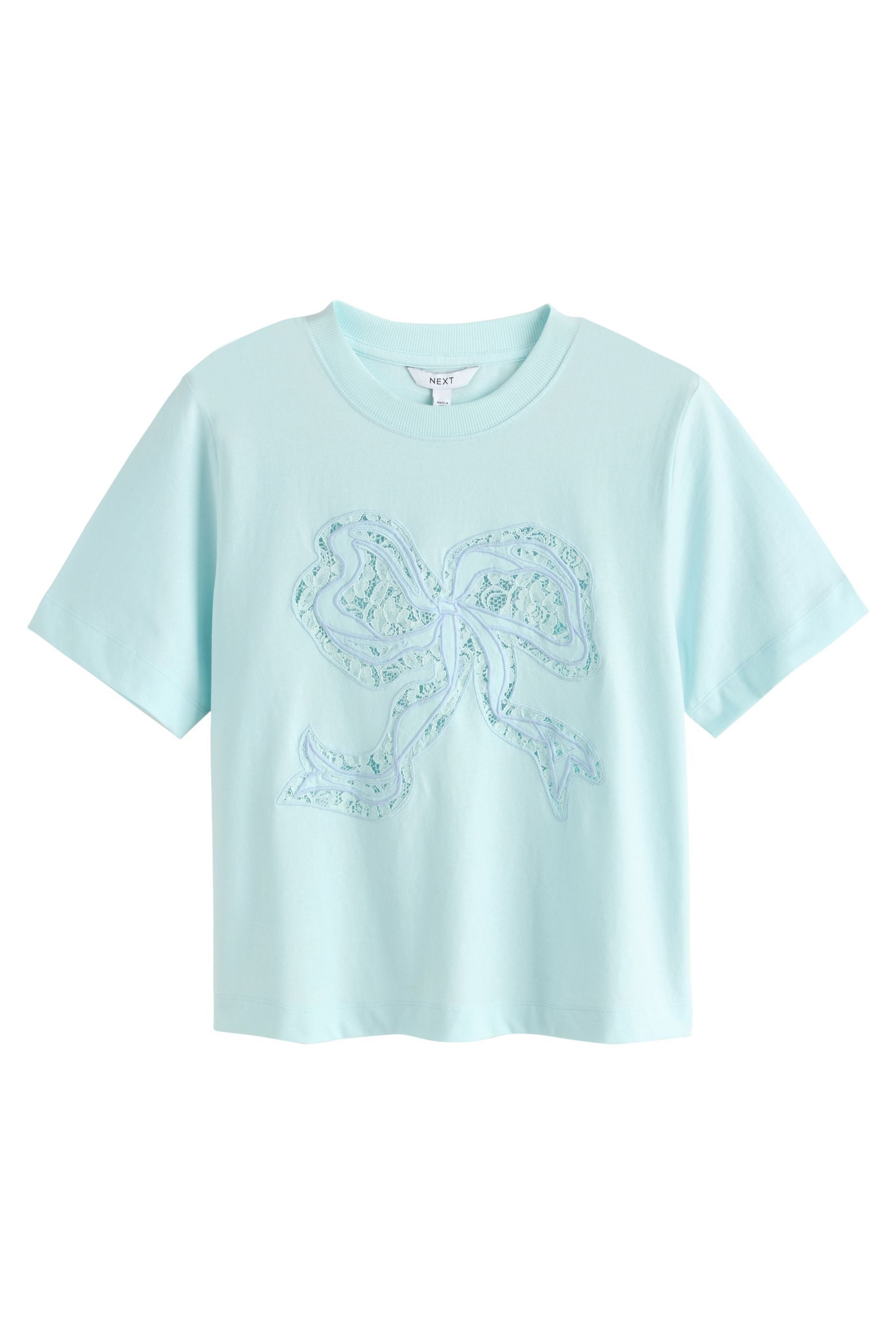 T-Shirt Kurzarm-T-Shirt mit Grafik, Schleife, Kurzgröße