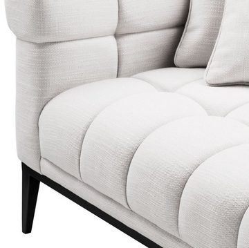 Casa Padrino Loungesofa Luxus Lounge Sofa Weiß / Schwarz 223 x 98 x H. 69 cm - Linksseitiges Wohnzimmer Sofa mit 2 Kissen - Luxus Qualität