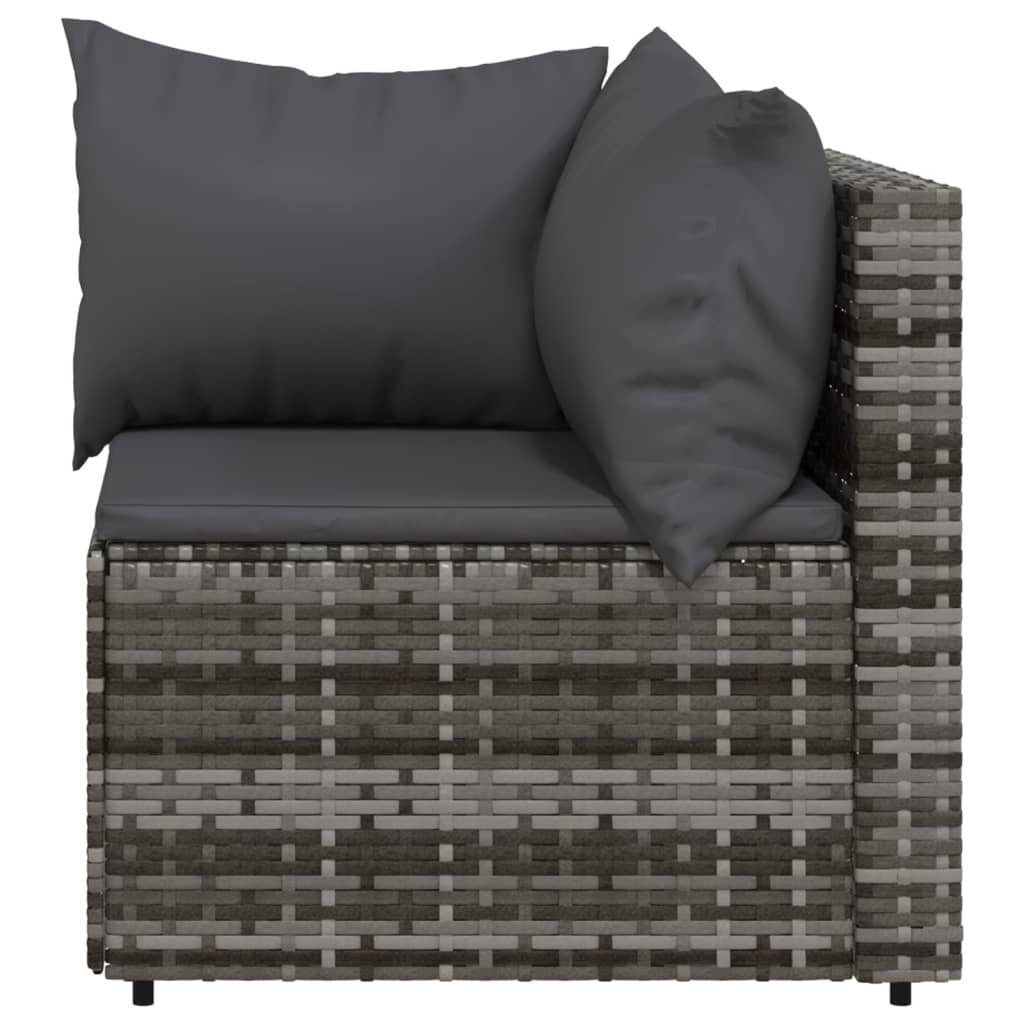 Loungesofa Poly Garten-Ecksofa Kissen Teile mit vidaXL 1 Grau Rattan,