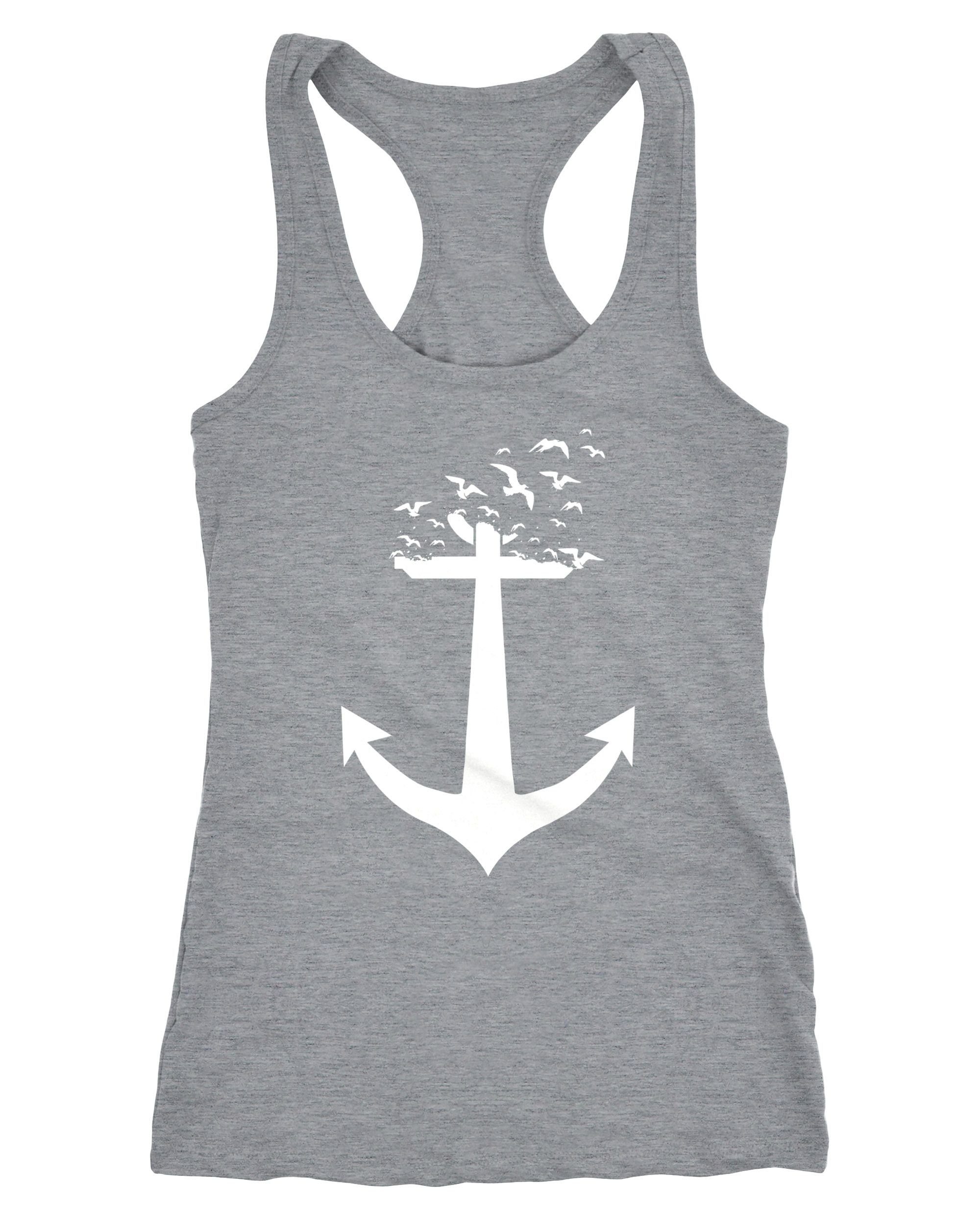 Neverless Tanktop Damen Tank-Top Anker Vögel Anchor Birds Racerback Neverless®
