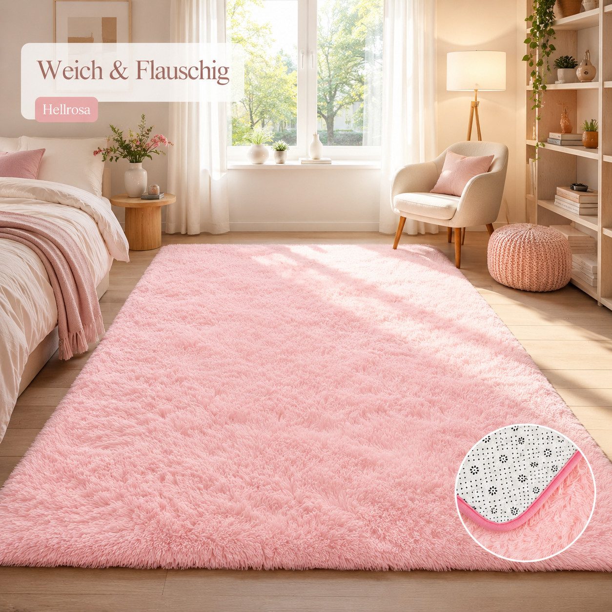 Lochas Hochflor-Teppich Hochflor-Teppich weich & kuschelig für Wohnzimmer und Schlafzimmer – Bild 2 von 5