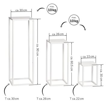bremermann Blumenständer Blumenhocker 3er-Set, Metall-Blumenständer, Blumensäule, weiß