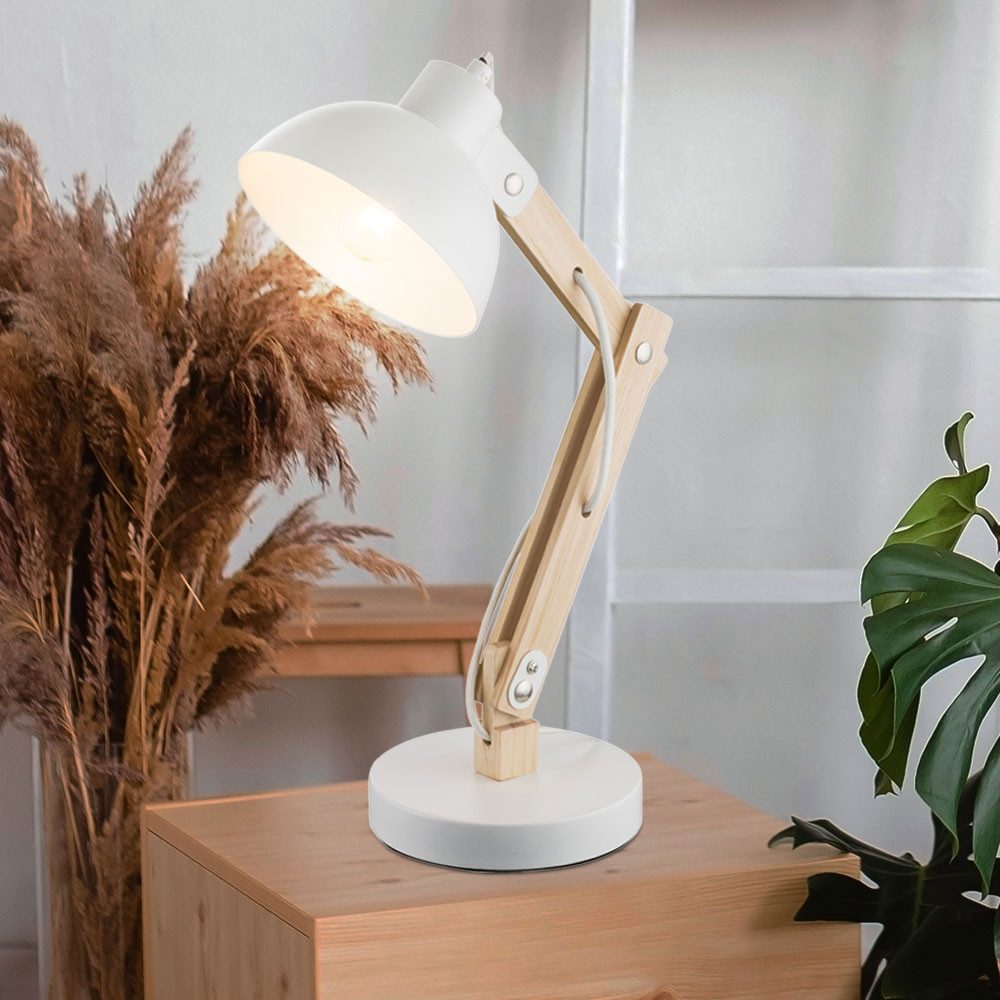 GLOBO LIGHTING Schreibtischlampe, Leuchtmittel nicht inklusive, Nacht Schreib Tisch Leuchte weiß Schlaf Zimmer Beleuchtung