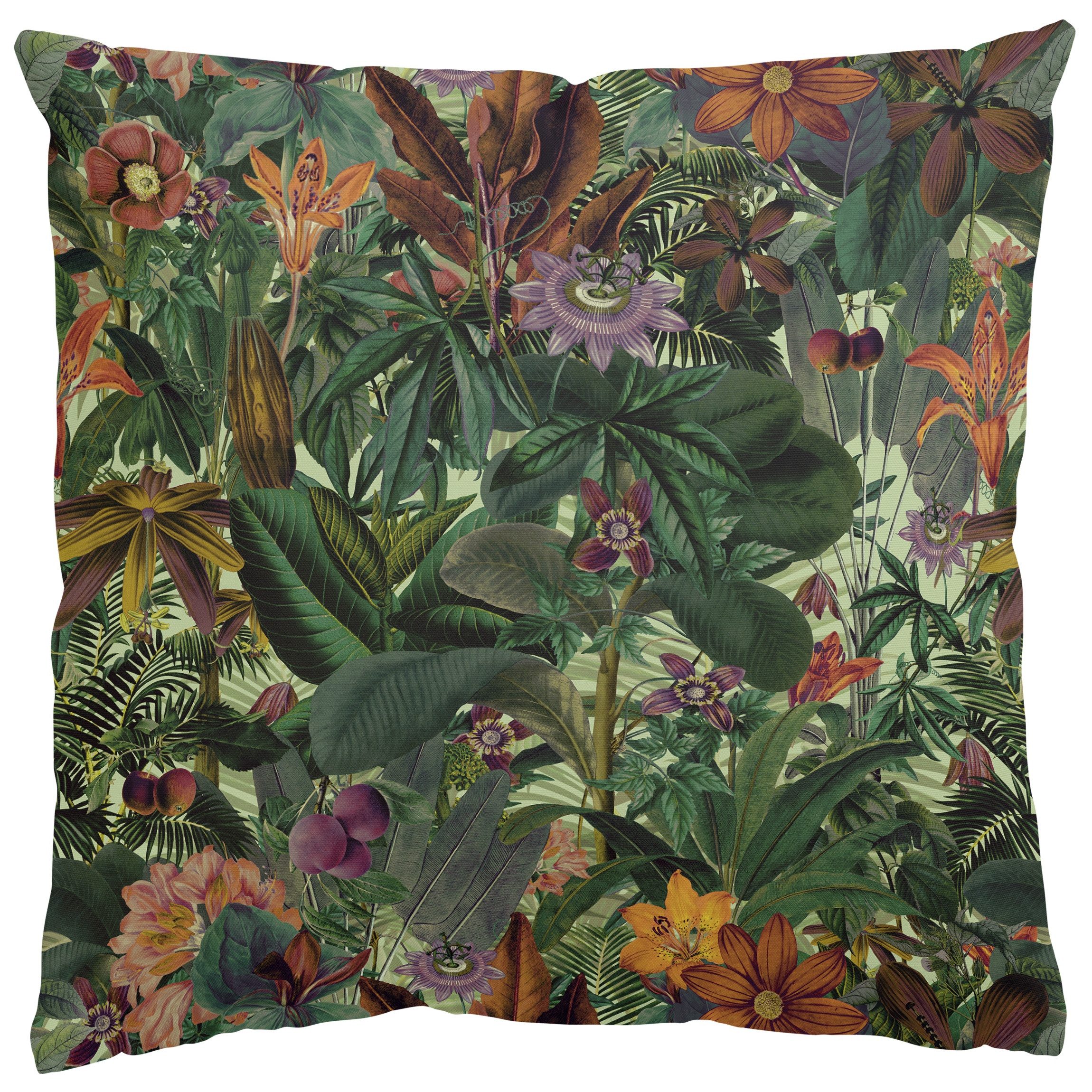 Bilderdepot24 Dekokissen drinnen Kissenhülle/ Sofakissen/ Zierkissen Kissenhülle grün Blumen Tr, Bezug mit / ohne Füllung Zierkissen Outdoor Sofa Bett