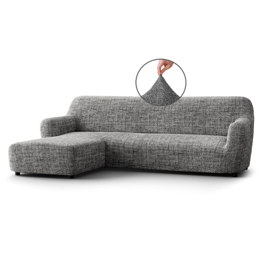 Sofahusse 1-teiliger Sofabezug für L-Form mit mane, italienische Handarbeit, Paulato by GA.I.CO, blickdichter, langlebiger 2-farbiger Mikrofaserstoff grau