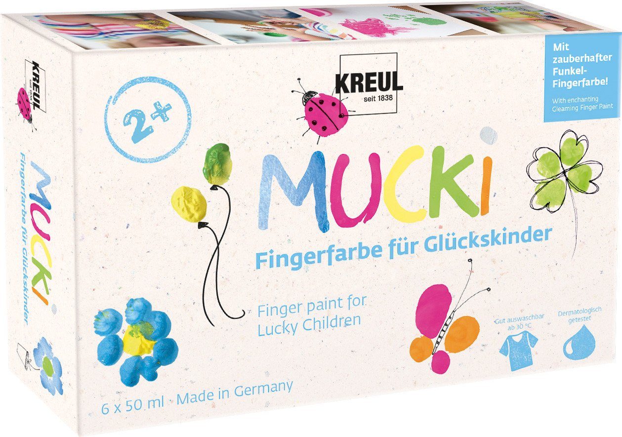 Kreul Fingerfarbe Kreul Mucki Fingerfarbe für Glückskinder 6er Set