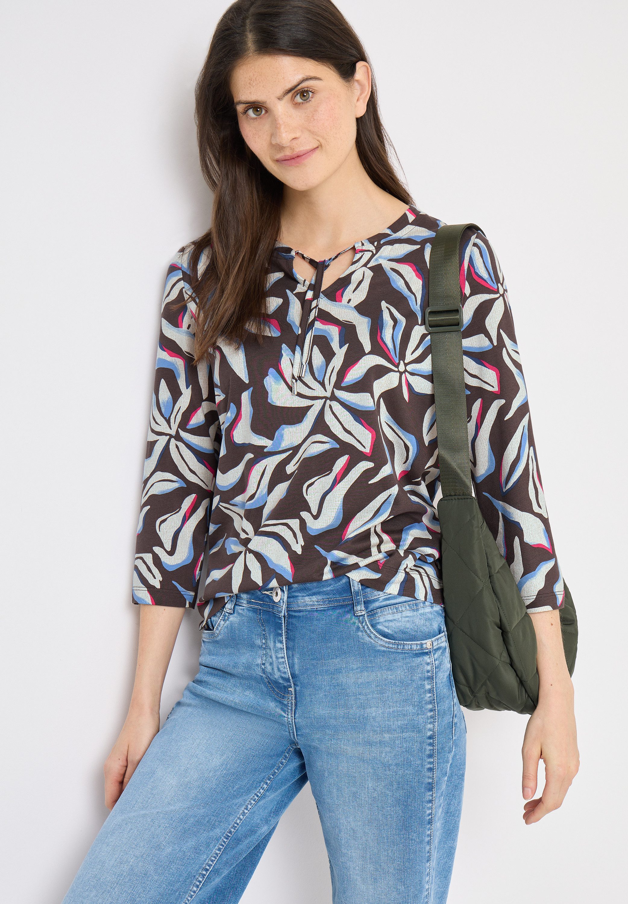 CECIL 3/4-Arm-Shirt Sommershirt im Tunika-Look und mit grafischem Muster günstig online kaufen