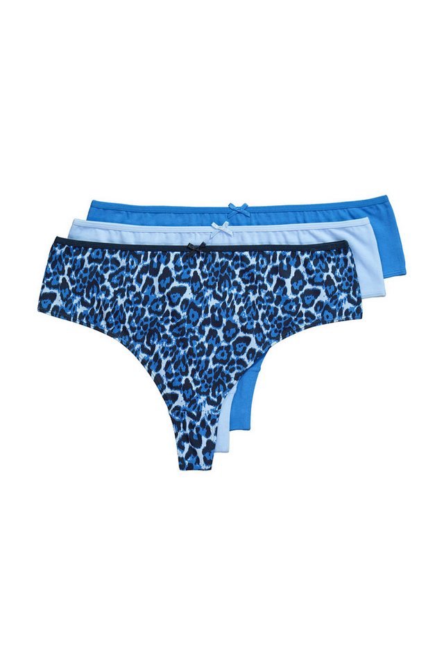 Ulla Popken Slip Strings 3er-Pack Leomuster/Blautöne