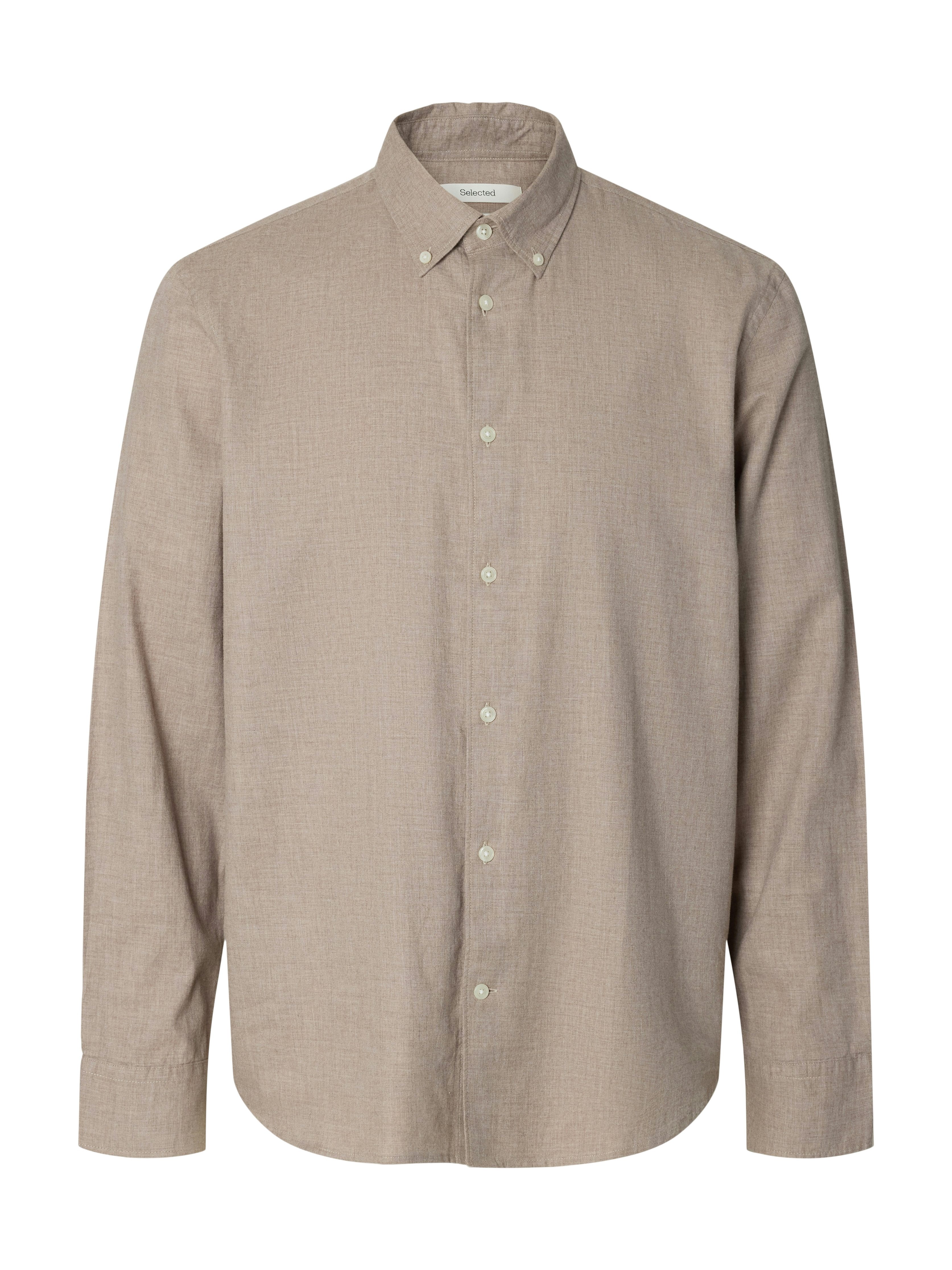 Selected Langarmhemd SLMREGCOLE JAY MELANGE LS SHIRT NOOS Baumwolle, regular fit