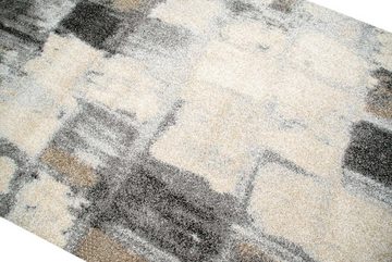 Teppich Designer Teppich Moderner Teppich Wohnzimmer Teppich Kurzflor Teppich Barock Design Meliert Karo Design in Braun Grau Creme, Teppich-Traum, rechteckig, Höhe: 18 mm