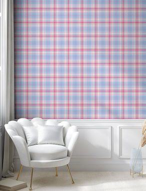 Abakuhaus Vinyltapete selbstklebendes Wohnzimmer Küchenakzent, Pastell Weinlese-Plaid-Muster