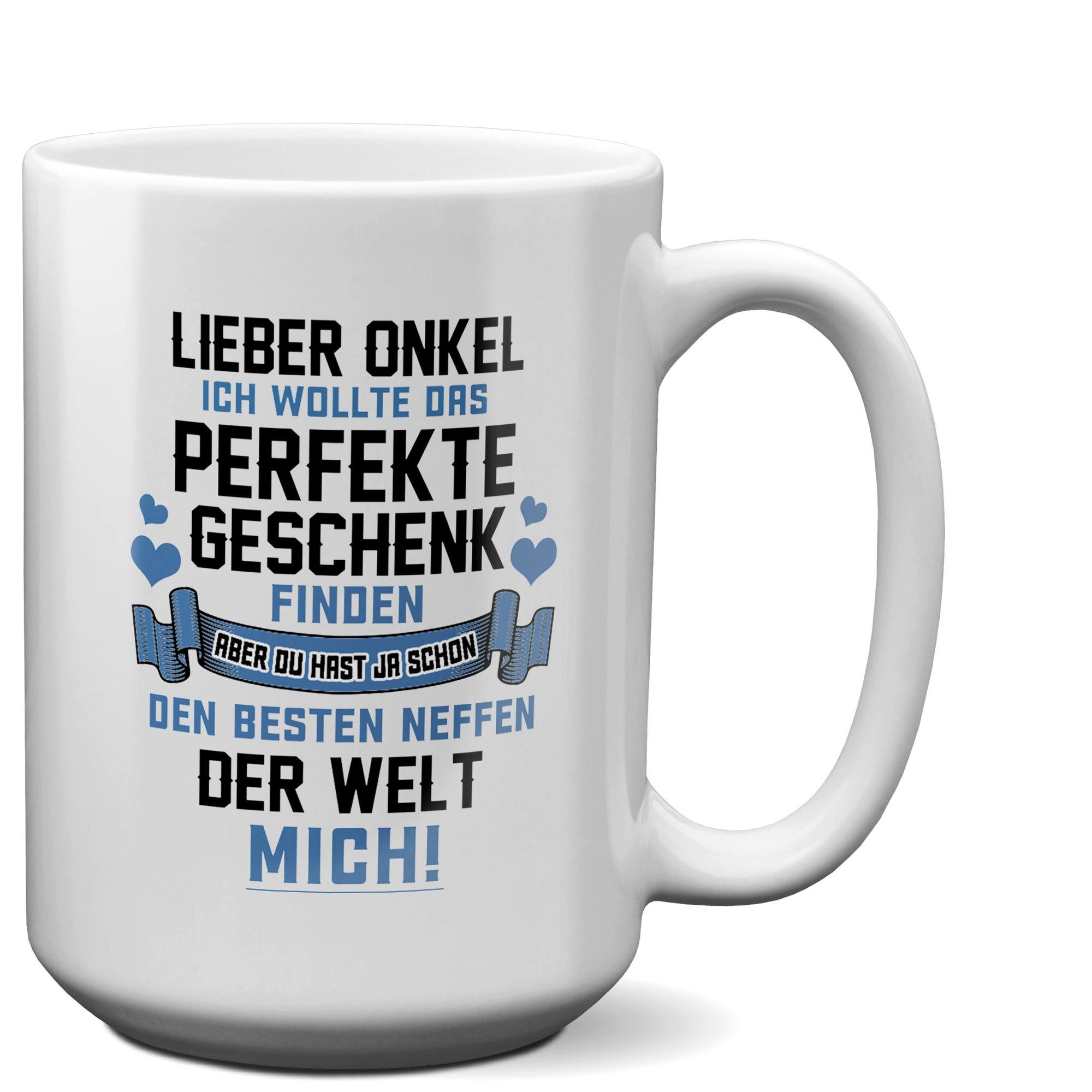 22Feels Tasse Bester Onkel Geschenk von Neffe Geburtstag Weihnachten Kaffeetasse, Keramik, XL, Made In Germany, Spülmaschinenfest