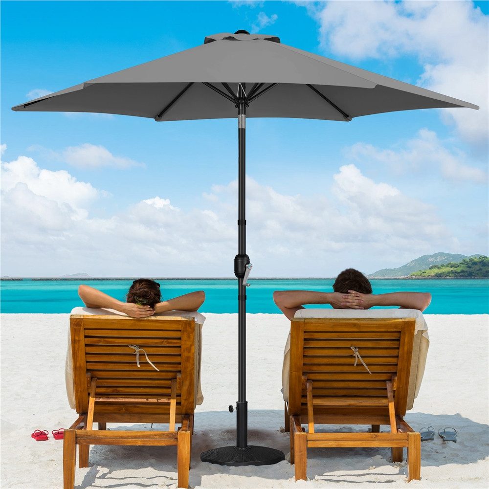 Yaheetech Sonnenschirm Φ 226/269/294 cm, Garten- und Marktschirm mit 6 Metallstreben für Balkon/Terrasse/Garten