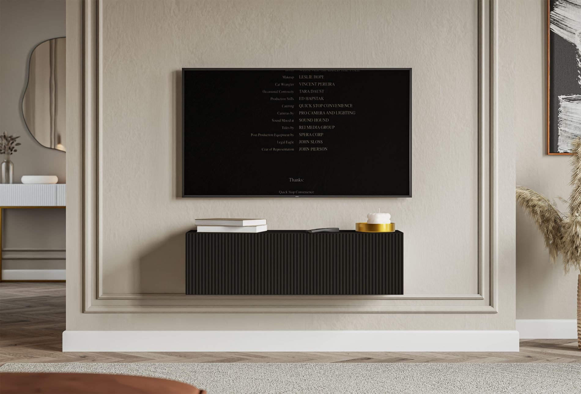 Selsey TV-Schrank VELDIO TV-Hängeboard mit Riffel-Optik, Schwebendes Design, 100 / 200 / 300 cm