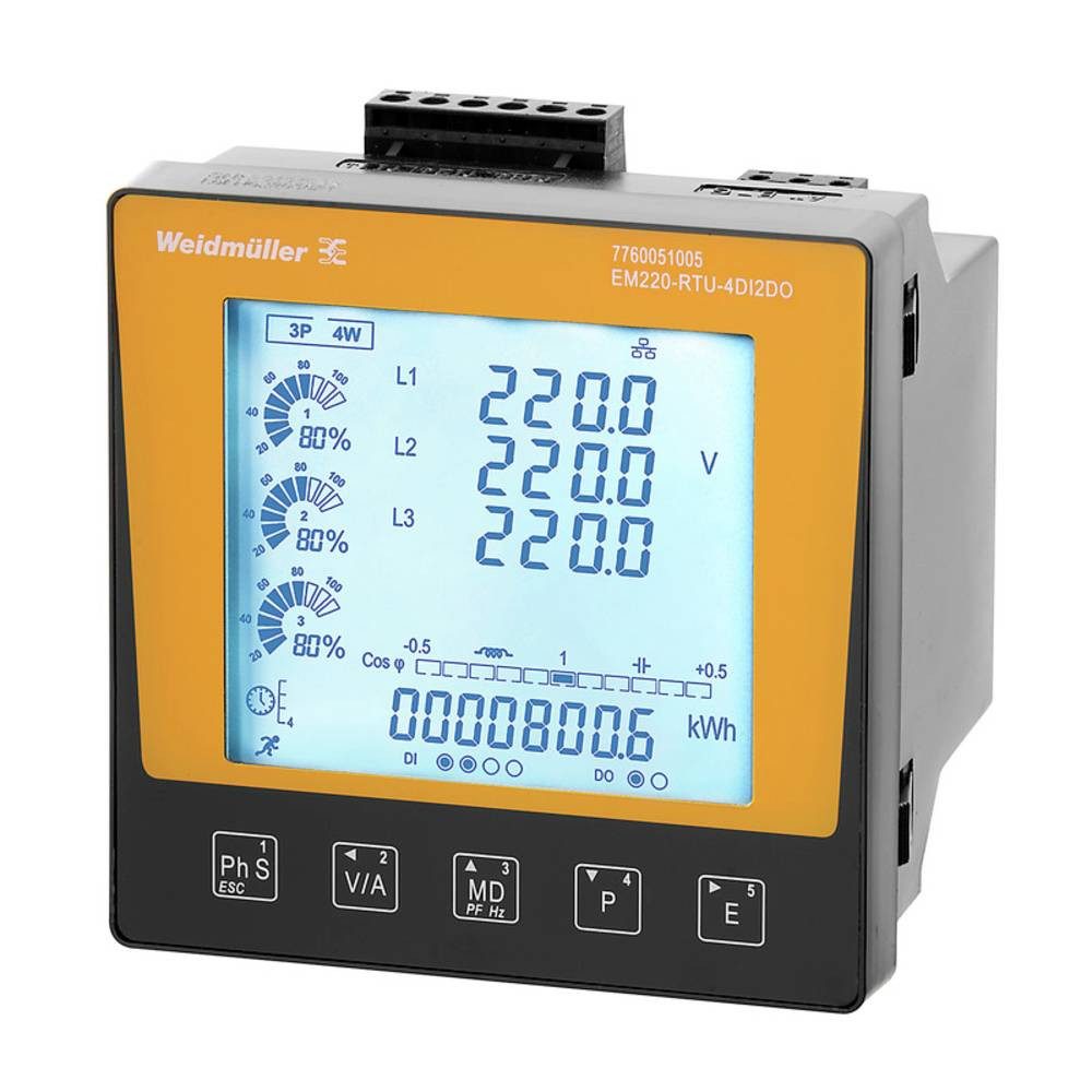 Weidmüller Drehstromzähler Messgerät elektrische Größen, 50…600 V, Modbus RTU 7760051005