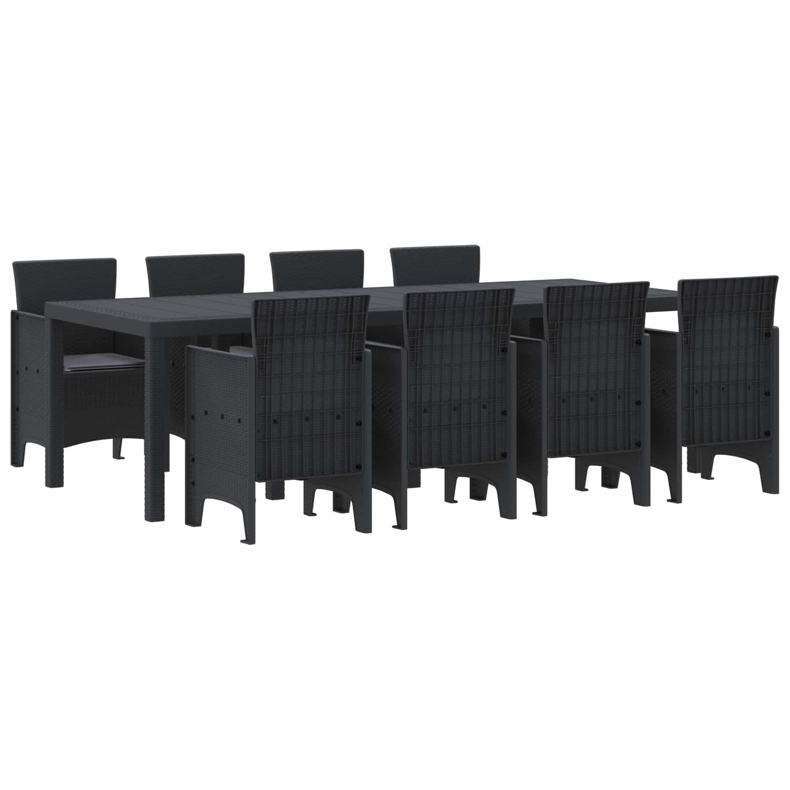 vidaXL Gartenlounge-Set Garten Essgruppe 9 pcs Anthrazit Polypropylen, (9-tlg)