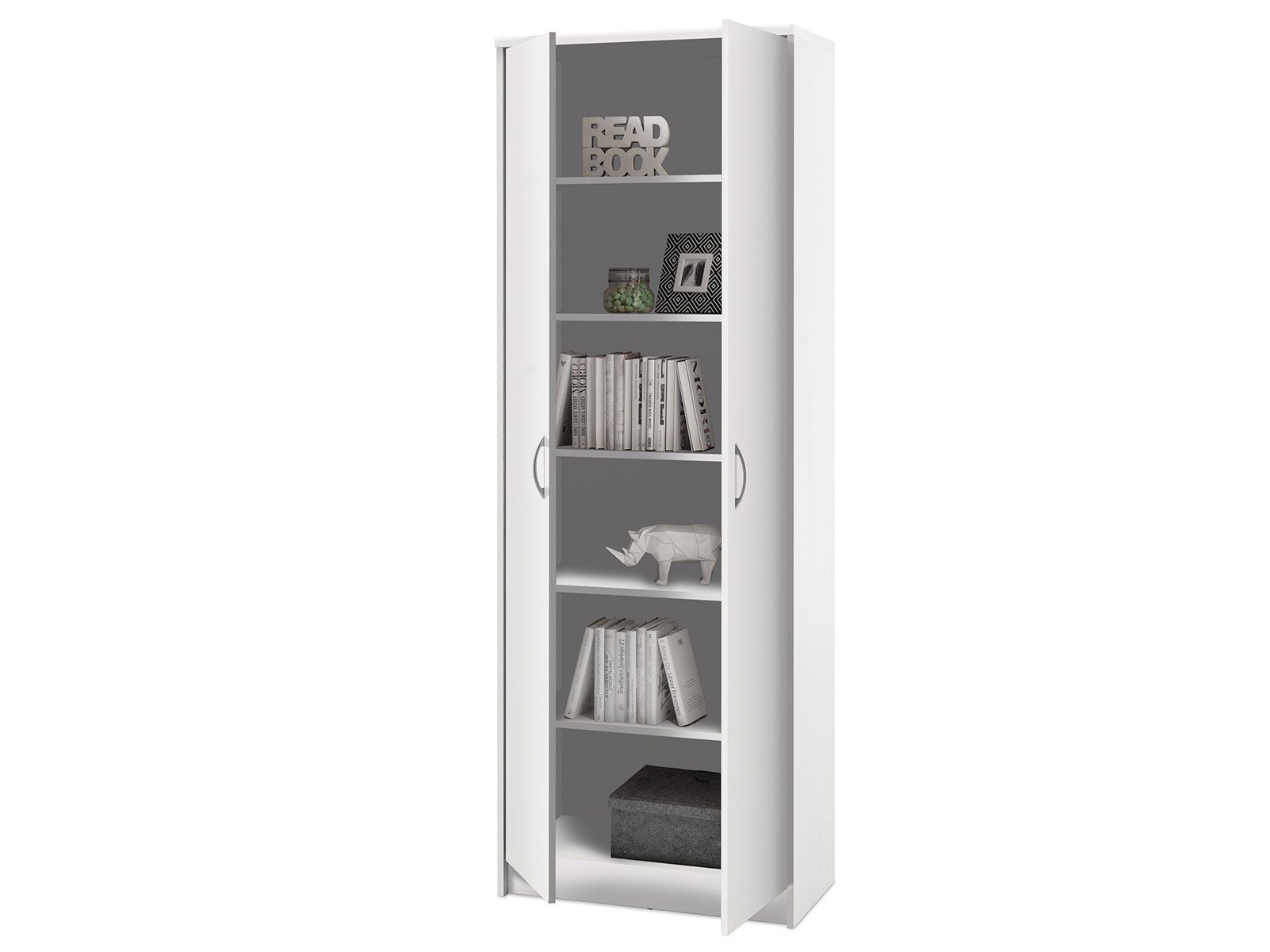 Büro-Set 1 möbelando Schrank, in aus 1 Olli Aktenschrank Rollcontainer Spanplatte Schreibtisch Regal, 1 (4-St) 1 bestehend Modernes und aus Weiß