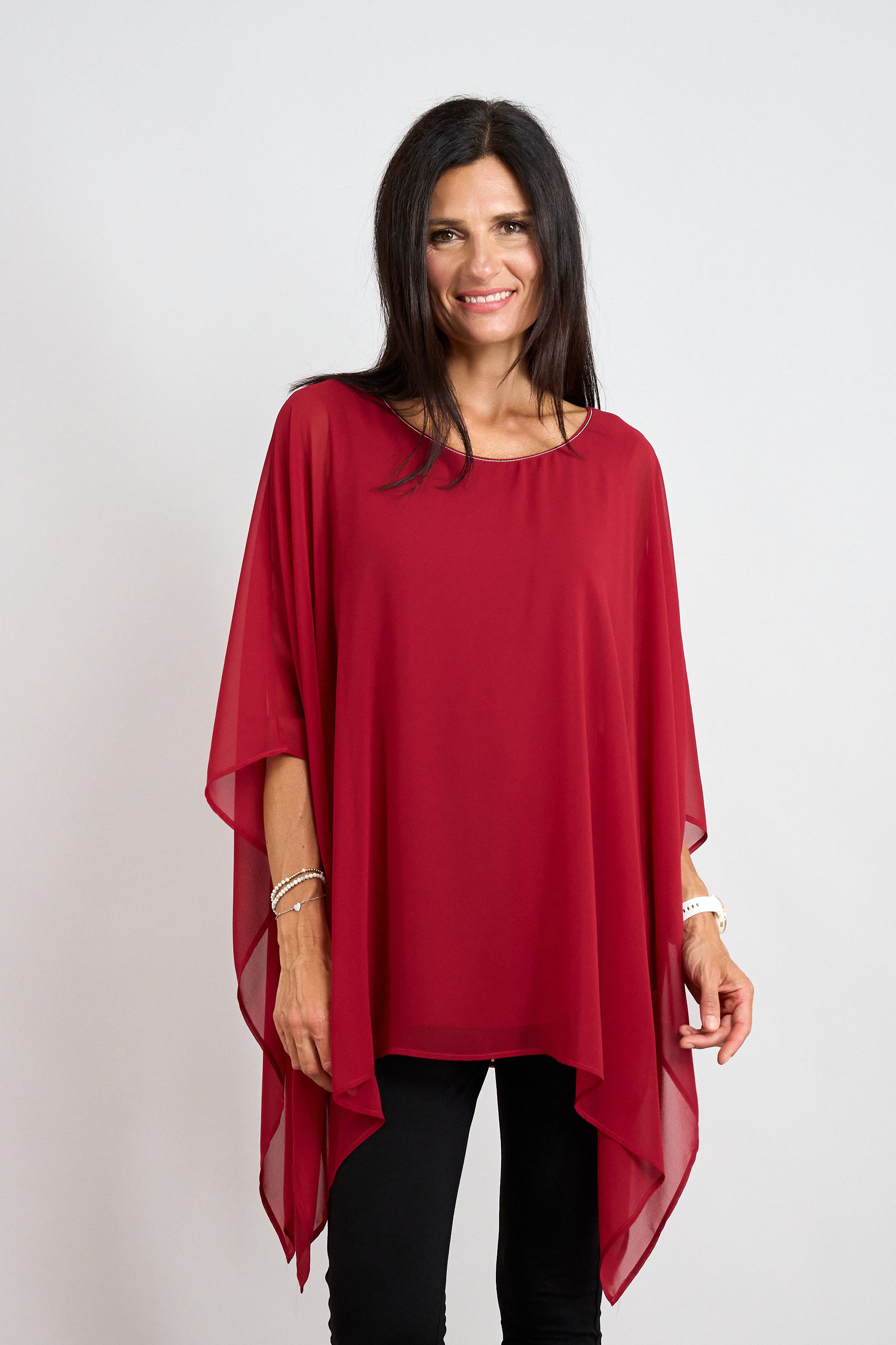 Seidel Moden Blusenponcho Überschnittene Bluse im Poncho-Stil - MADE IN GERMANY