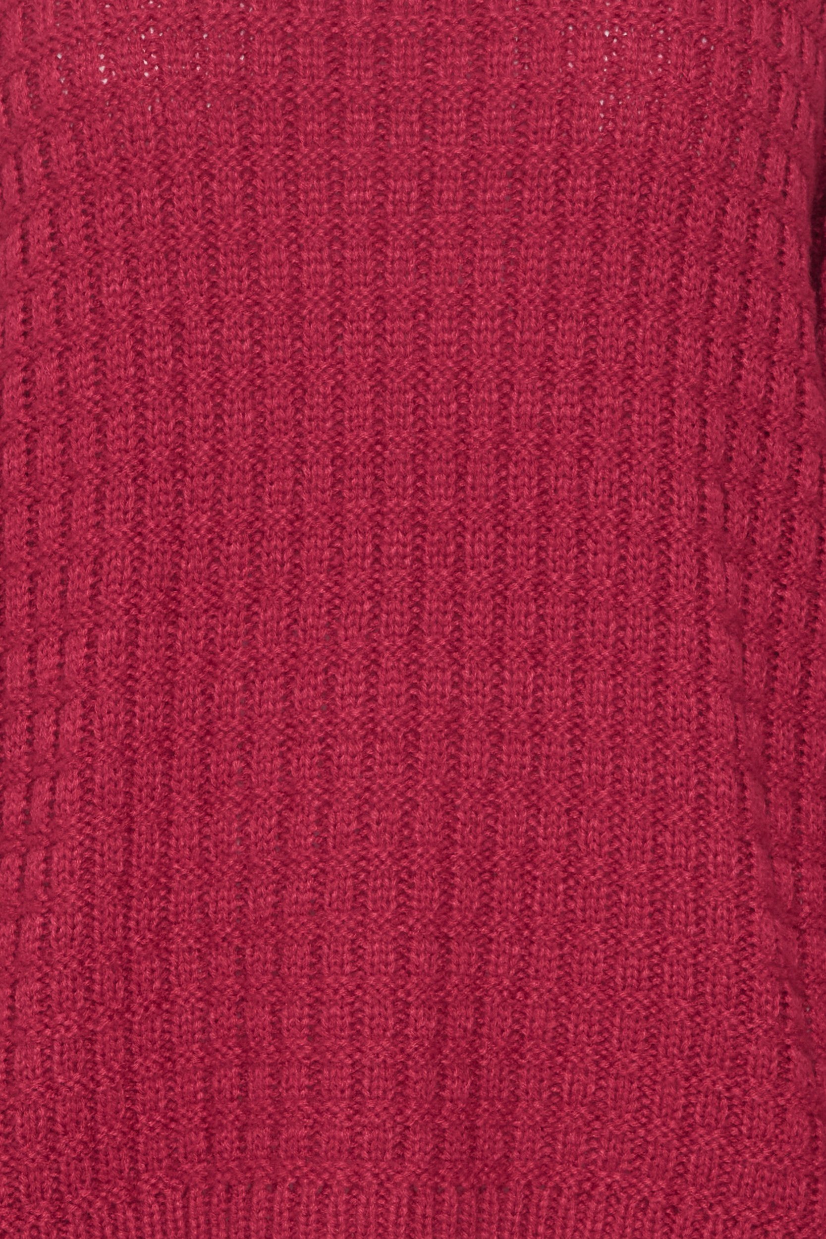 in Grobstrick b.young Abgesetzten Pullover 6664 mit Sweater Schultern Rot Strickpullover