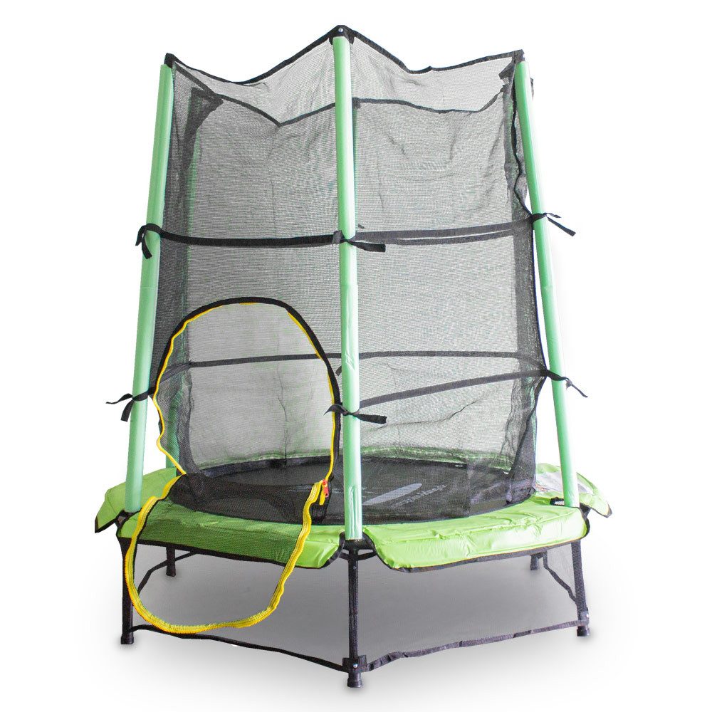 Trampolin-King Kindertrampolin 140cm mit Sicherheitsnetz und Randabdeckung Hellgrün, Ø 3 cm, (MS-17513)