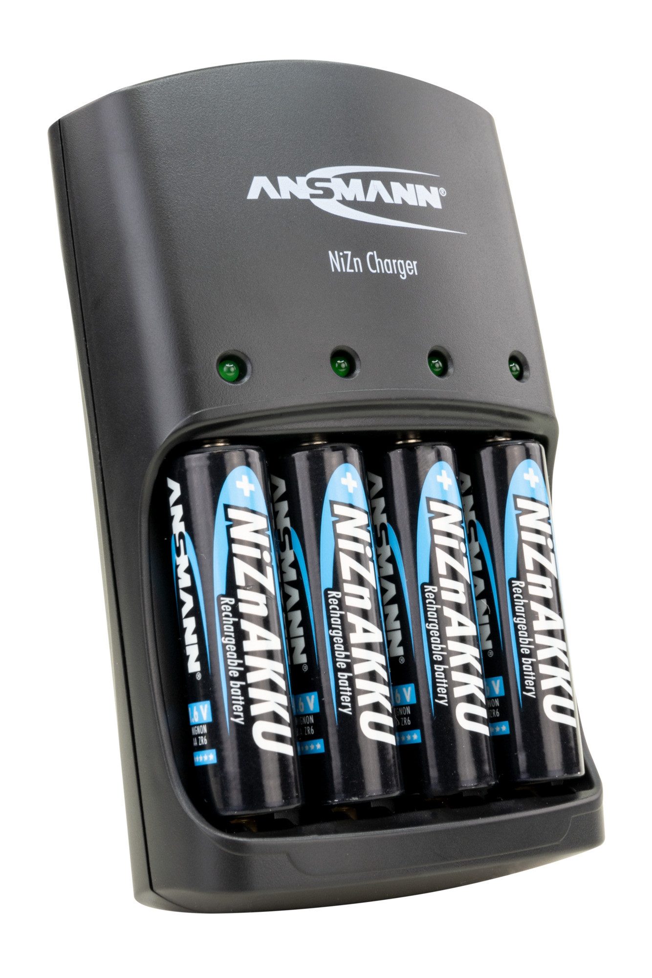 ANSMANN AG Nickel-Zink Ladegerät für 1,6V NiZn AA & AAA Akkus inkl. 4x AA 2500mWh Universal-Ladegerät