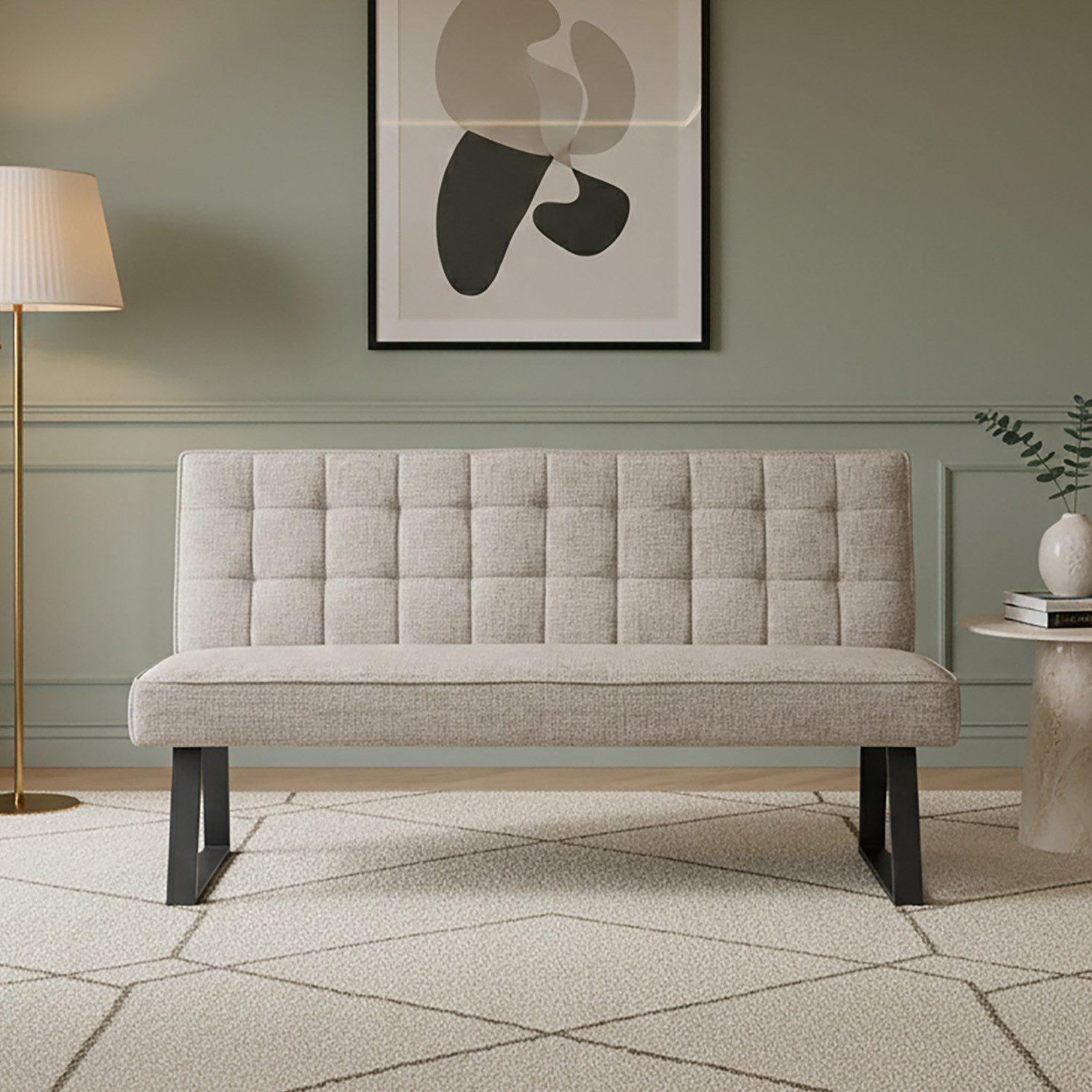 DUBI Möbel Essbank Clara, mit Federkernbox gepolstert, mit Rückenlehne, Metallgestell