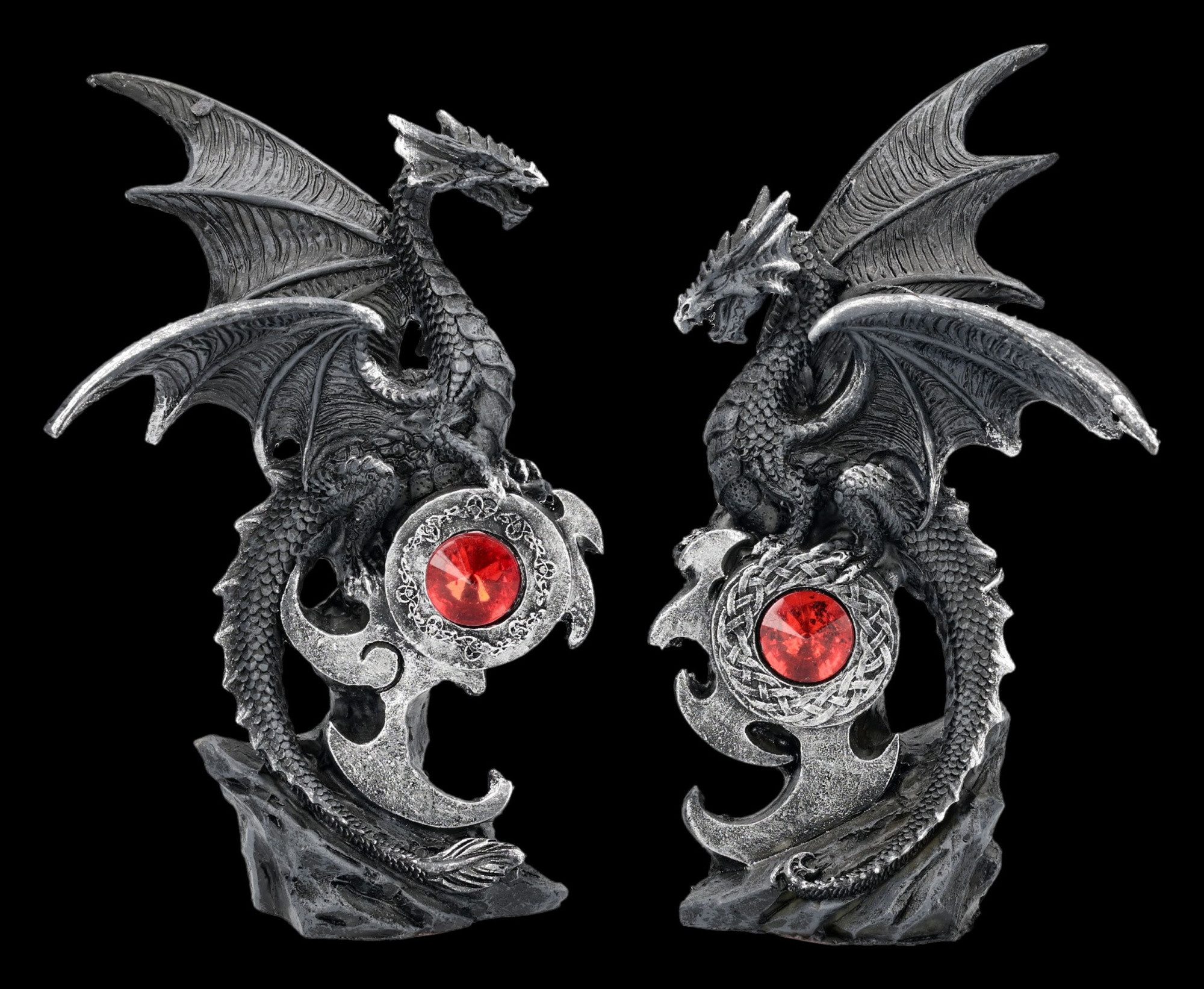 Figuren Shop GmbH Fantasy-Figur Drachen Figuren 2er Set Midnight Protectors Fantasy Sammler Dekofigur
