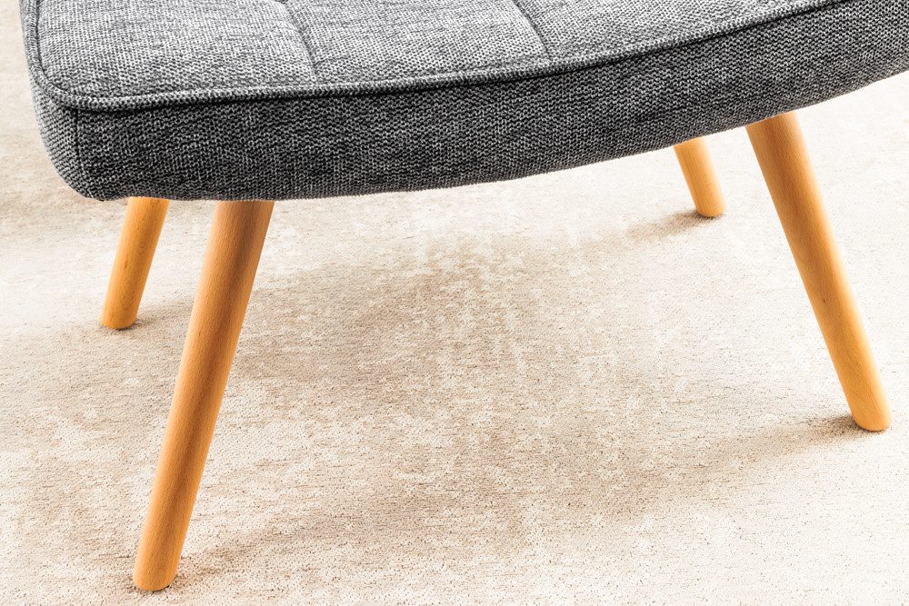 riess-ambiente Fußhocker SCANDINAVIA grau / natur (Einzelartikel, 1 St), Wohnzimmer · Strukturstoff · Massivholz · Scandinavian Design – Bild 4 von 5